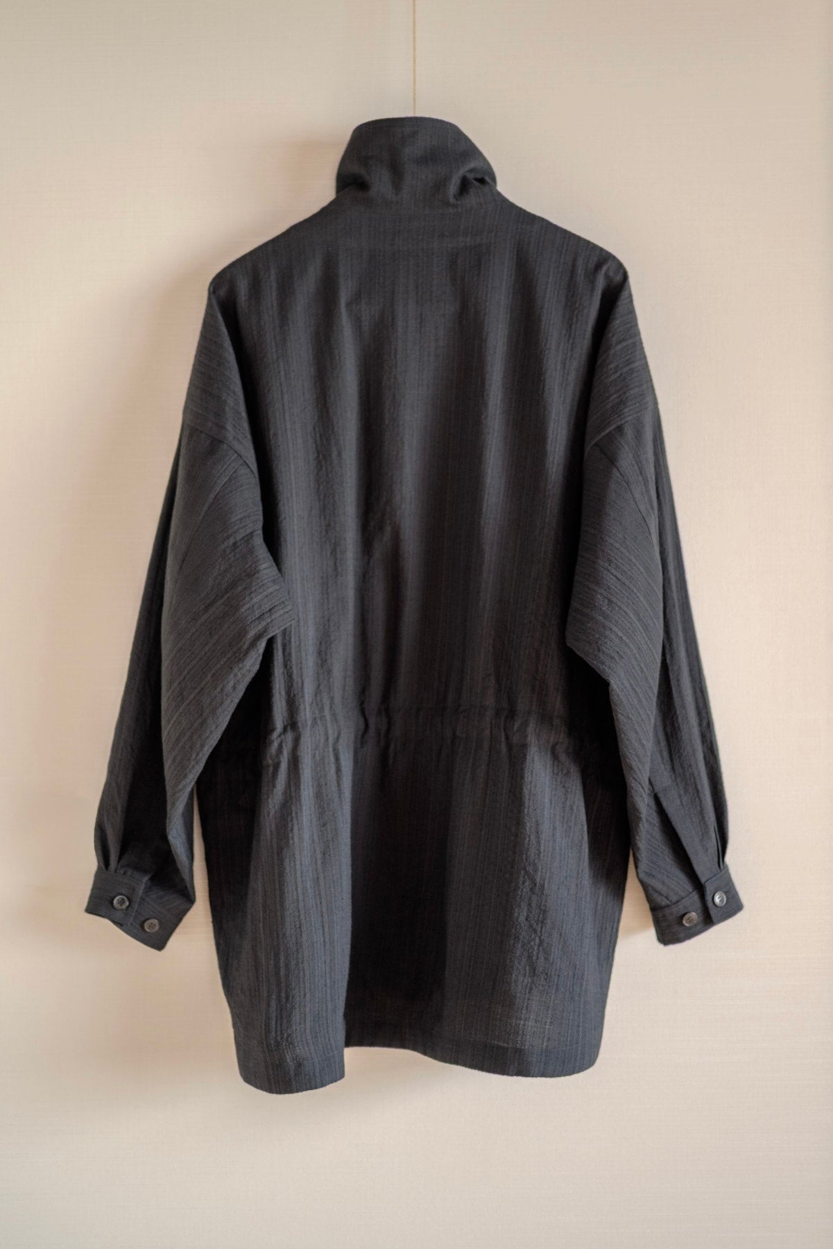 JAN-JAN VAN ESSCHE SHIRT JACKET WITH HIGH STANDING COLLAR DARK STRIPED