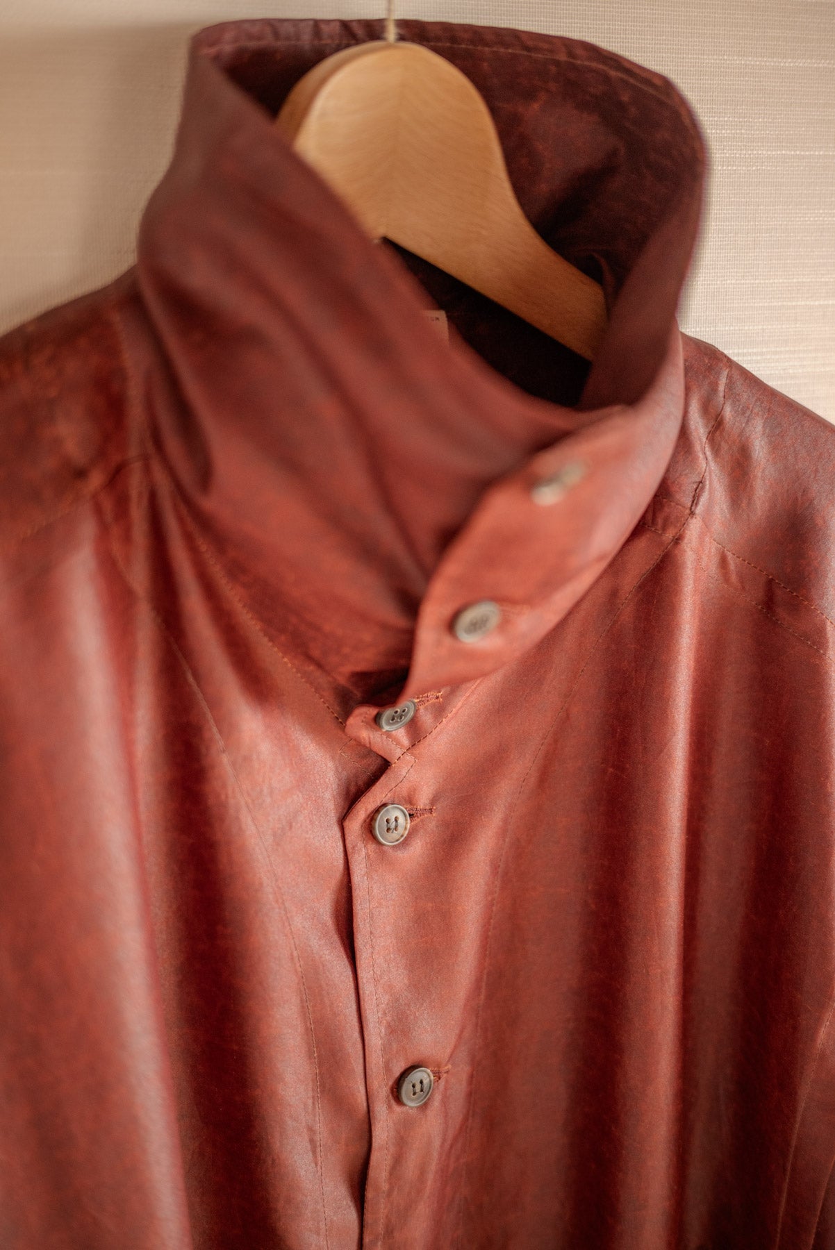 JAN-JAN VAN ESSCHE SHIRT JACKET WITH HIGH STANDING COLLAR OXBLOOD
