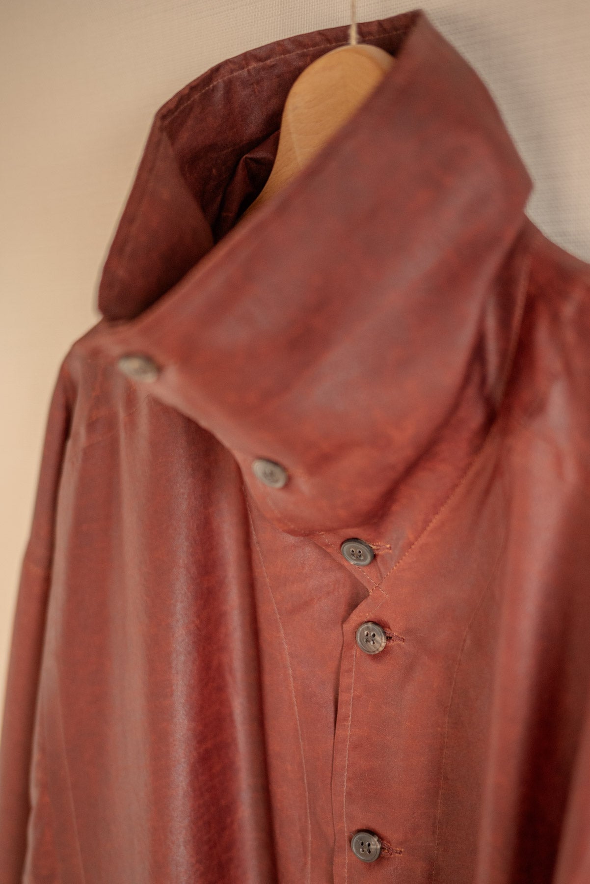 JAN-JAN VAN ESSCHE SHIRT JACKET WITH HIGH STANDING COLLAR OXBLOOD