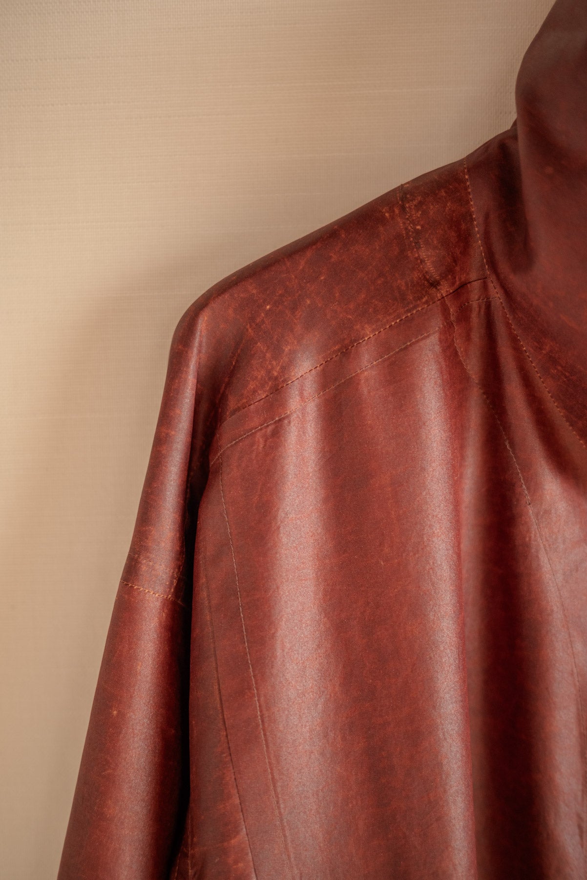 JAN-JAN VAN ESSCHE SHIRT JACKET WITH HIGH STANDING COLLAR OXBLOOD