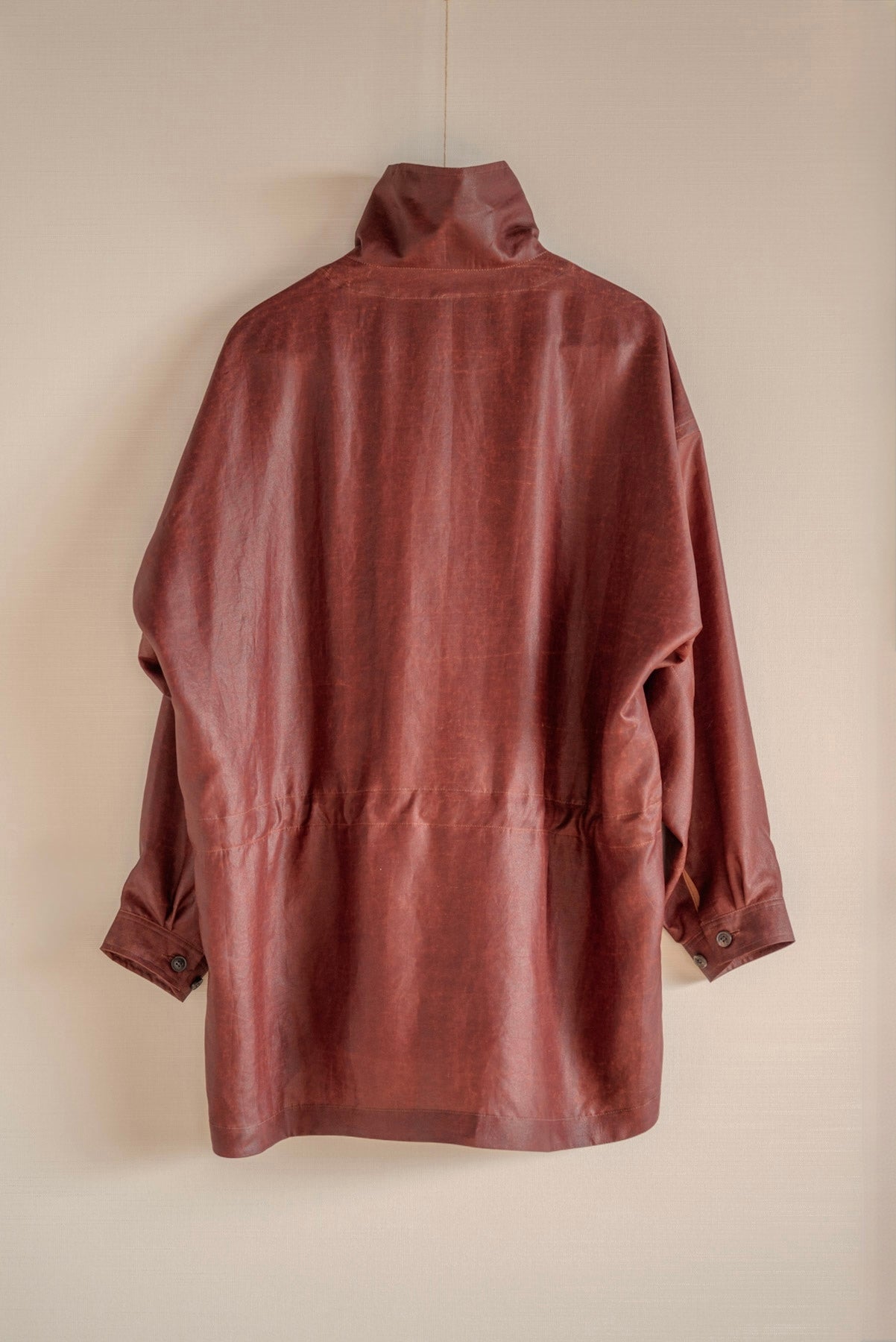 JAN-JAN VAN ESSCHE SHIRT JACKET WITH HIGH STANDING COLLAR OXBLOOD