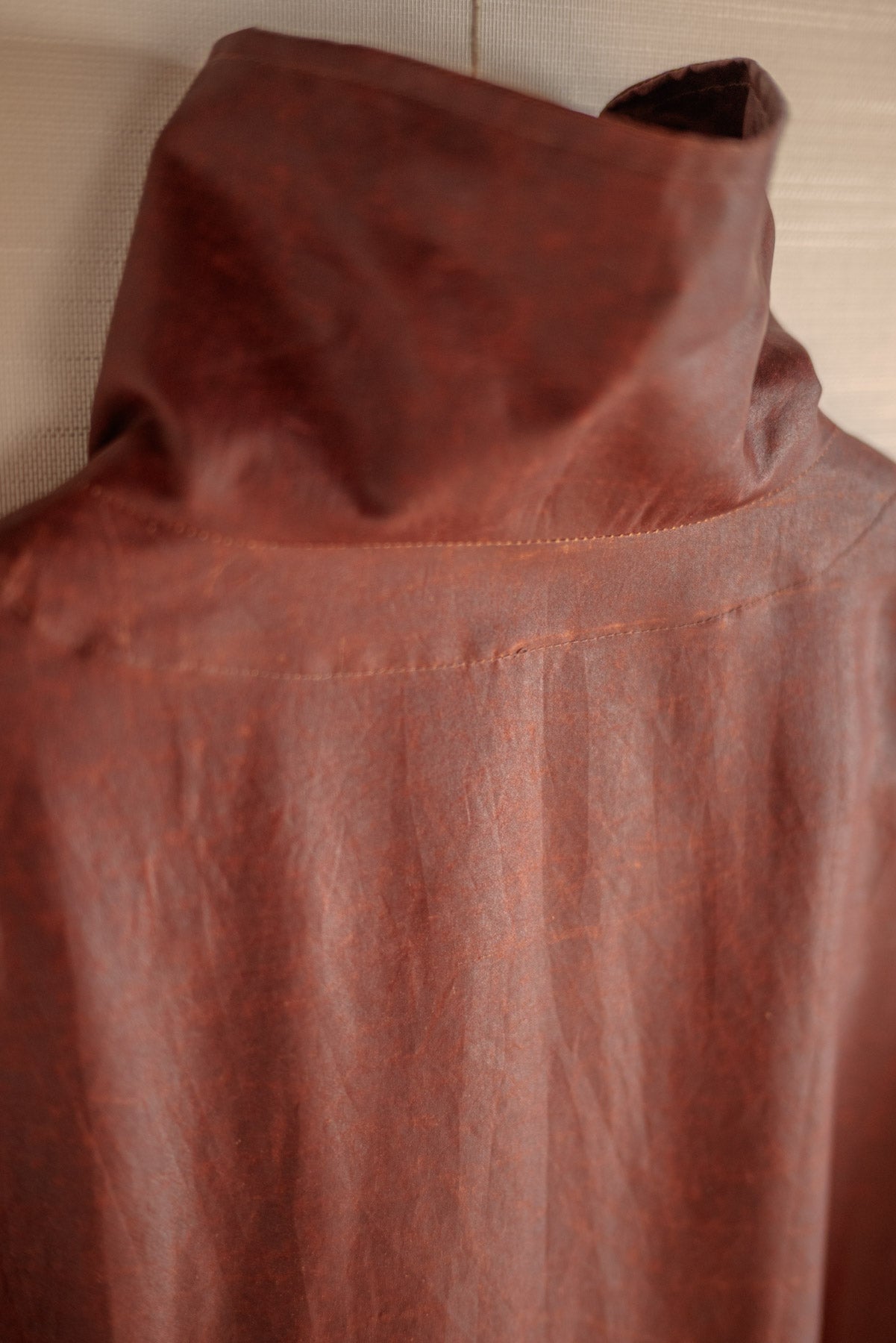 JAN-JAN VAN ESSCHE SHIRT JACKET WITH HIGH STANDING COLLAR OXBLOOD