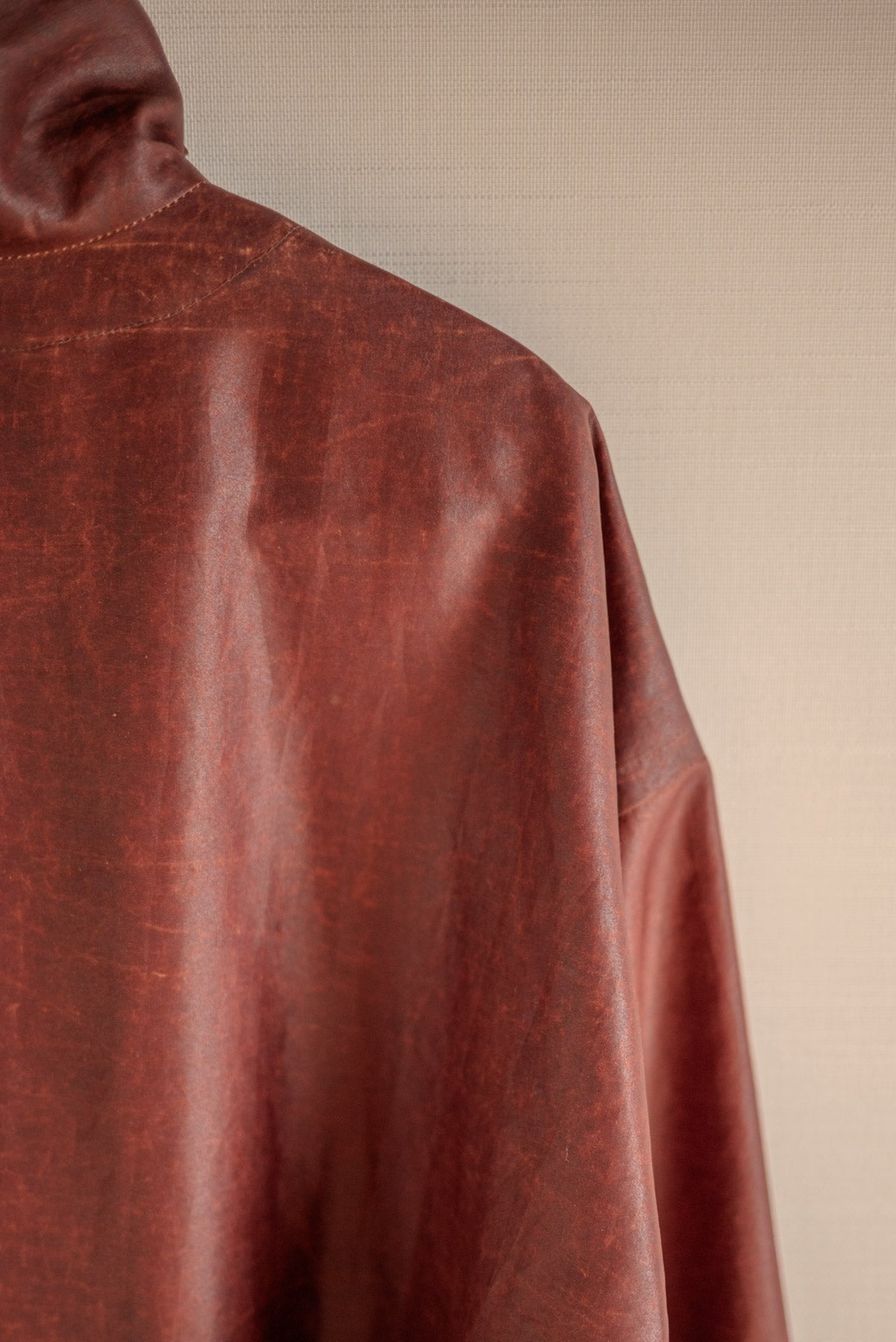 JAN-JAN VAN ESSCHE SHIRT JACKET WITH HIGH STANDING COLLAR OXBLOOD