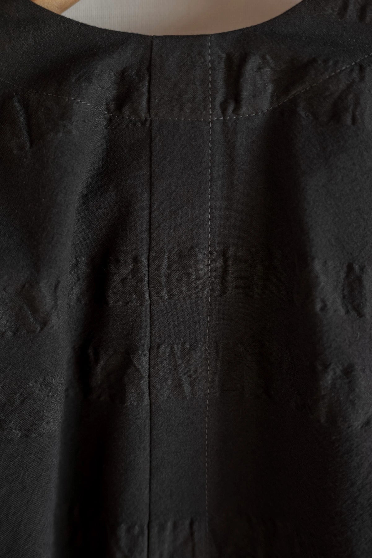 JAN-JAN VAN ESSCHE UNLINED COLLARLESS BLAZER BROAD STRIPE CLOTH BLACK