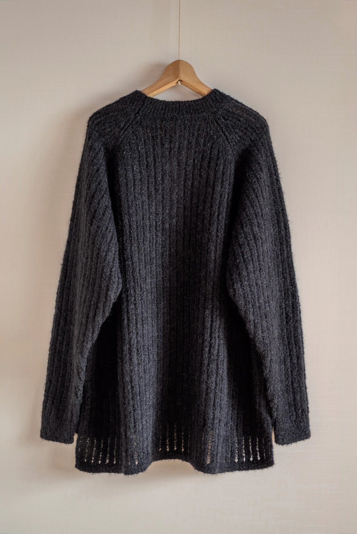JAN-JAN VAN ESSCHE WIDE FIT KNITTED CREW-NECK SWEATER GOAT MOHAIR BLACK