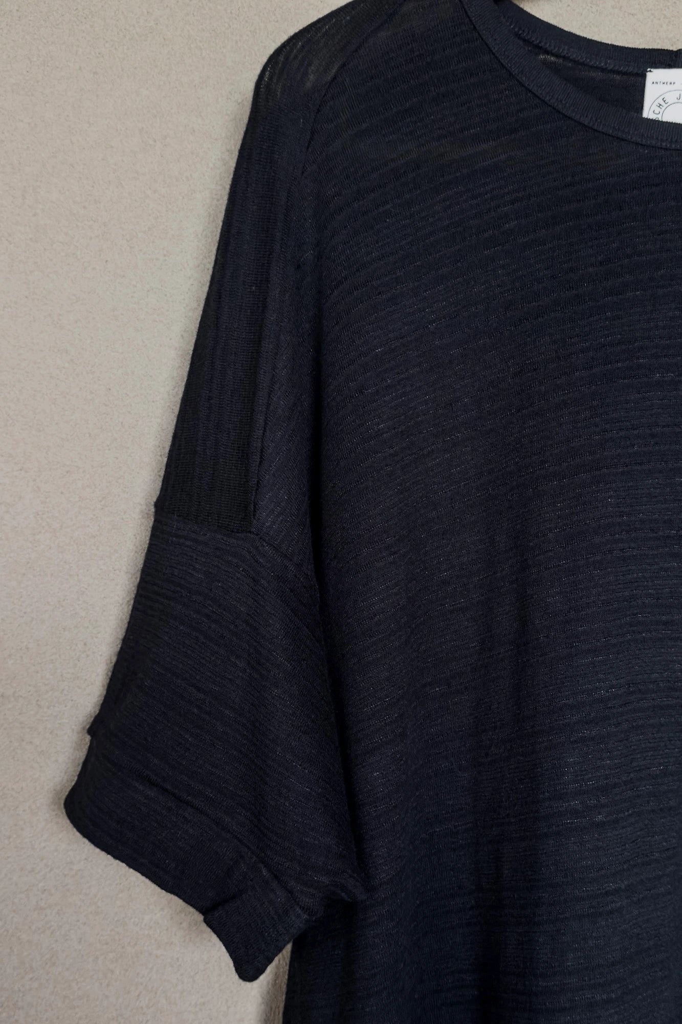 JAN-JAN VAN ESSCHE SHORT SLEEVE CREW NECK TEE RIPPLE JERSEY BLACK