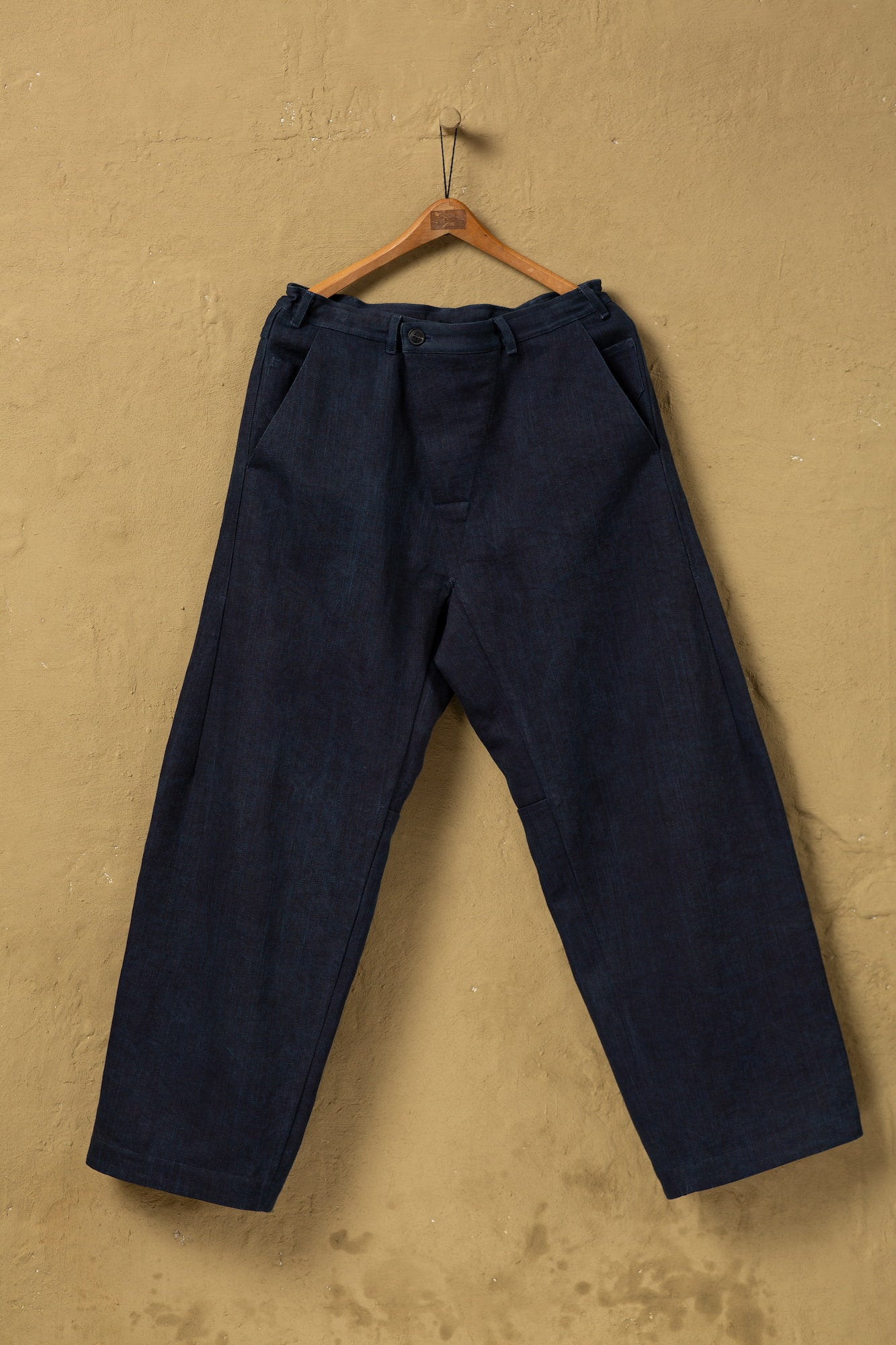JAN-JAN VAN ESSCHE OVERSIZED 6-POCKET WORKWEAR STYLE TROUSERS SUMI DENIM AIZOME OVERDYED