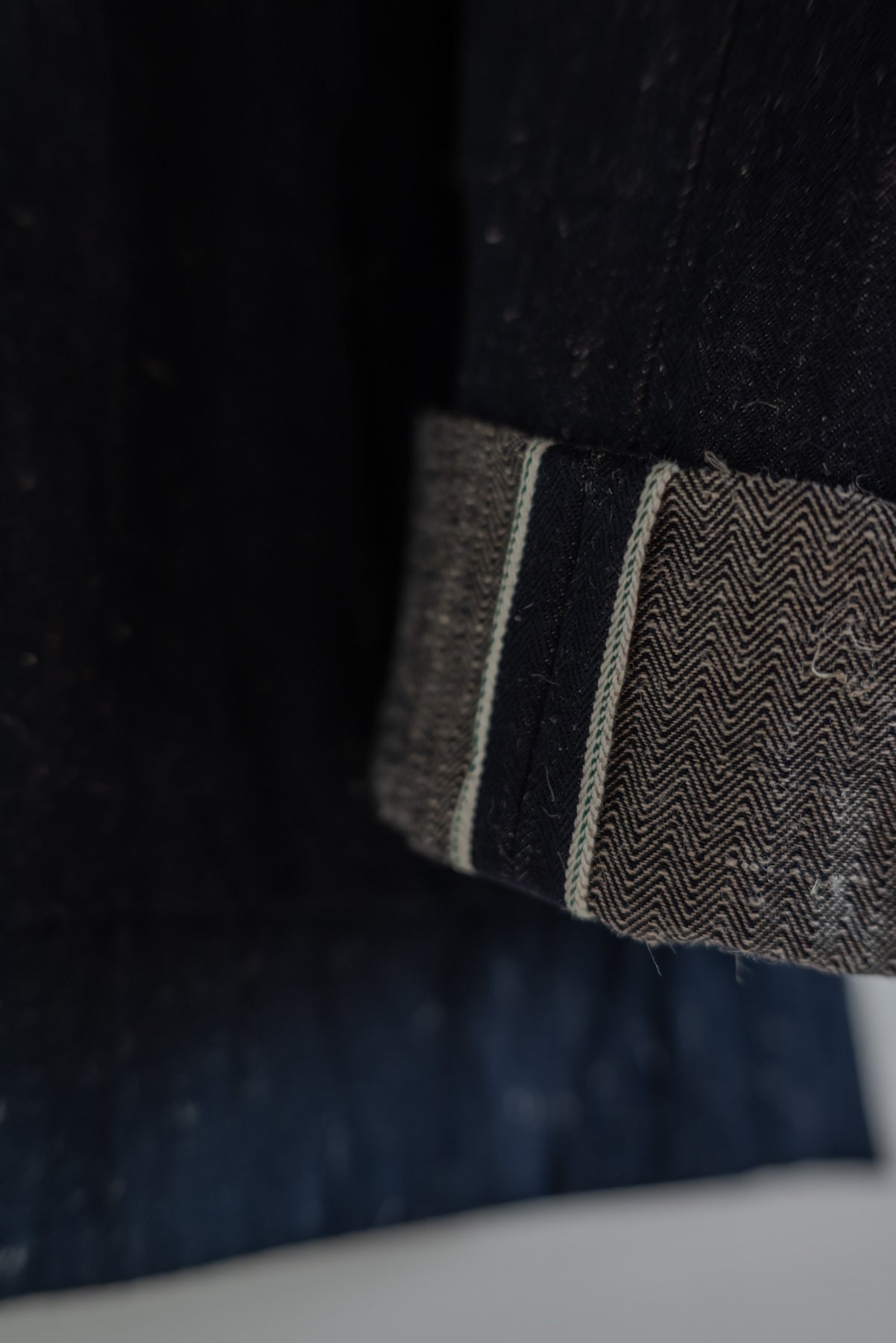 UNKRUID WIDE LEG TROUSERS DARK HAIRY HERRINGBONE