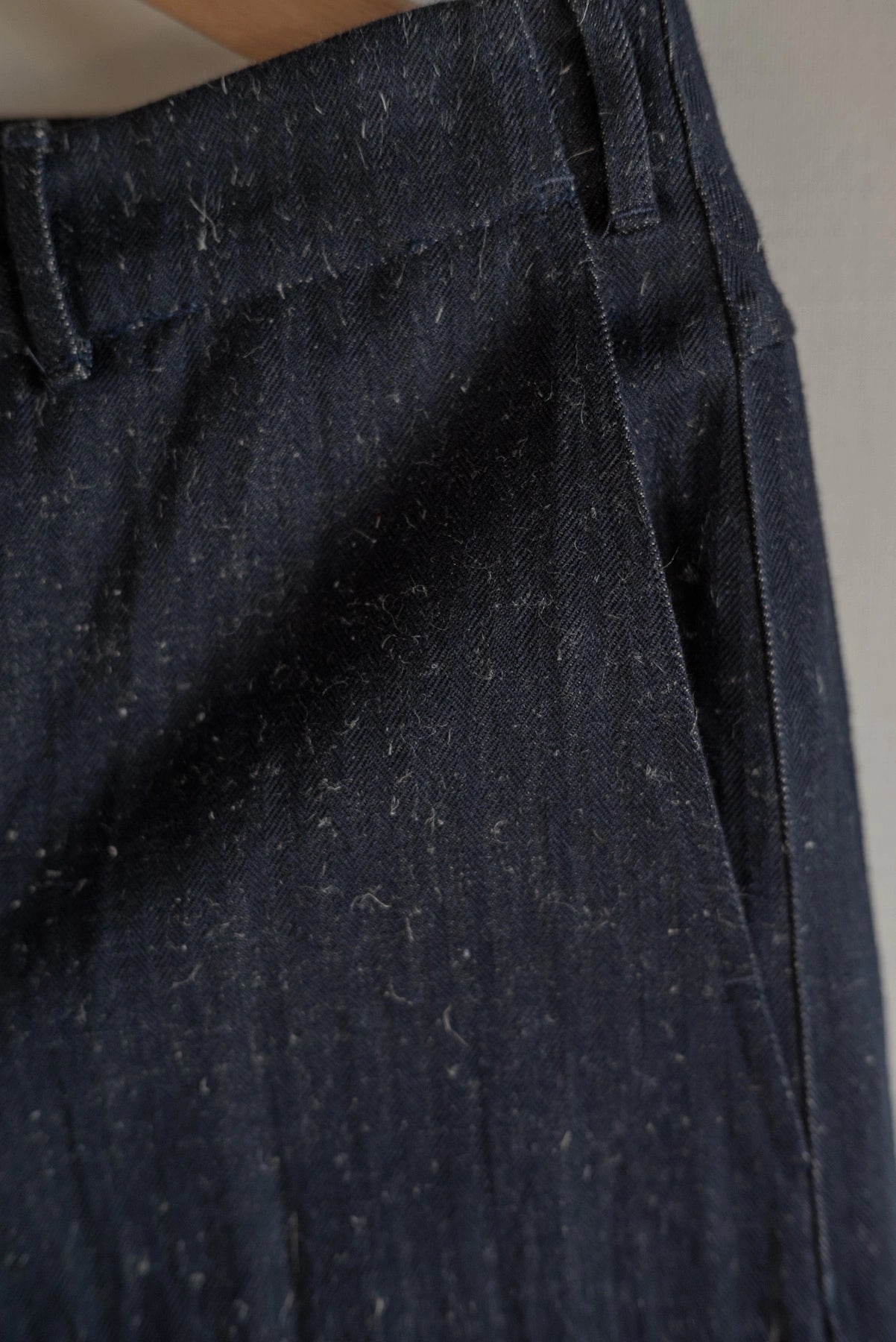 UNKRUID WIDE LEG TROUSERS DARK HAIRY HERRINGBONE