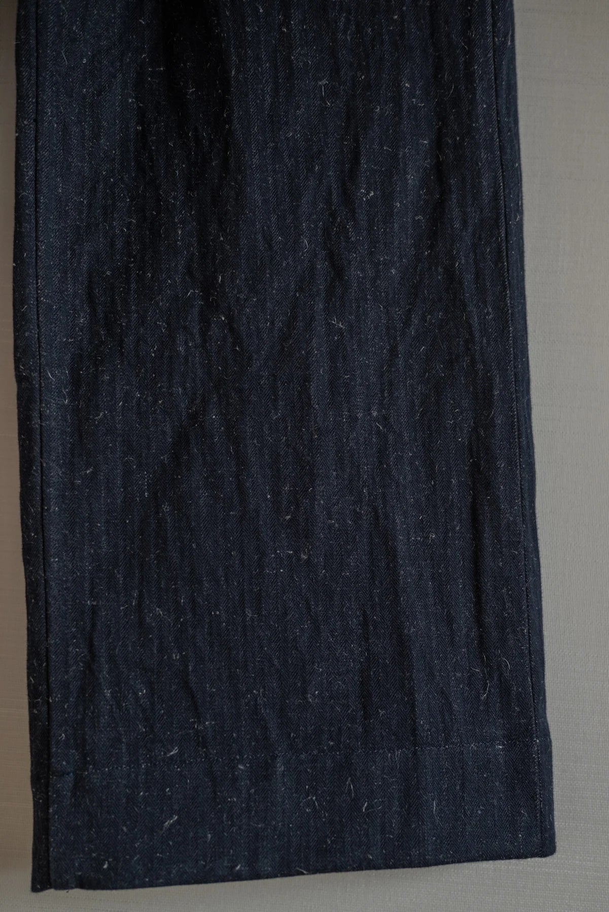 UNKRUID WIDE LEG TROUSERS DARK HAIRY HERRINGBONE