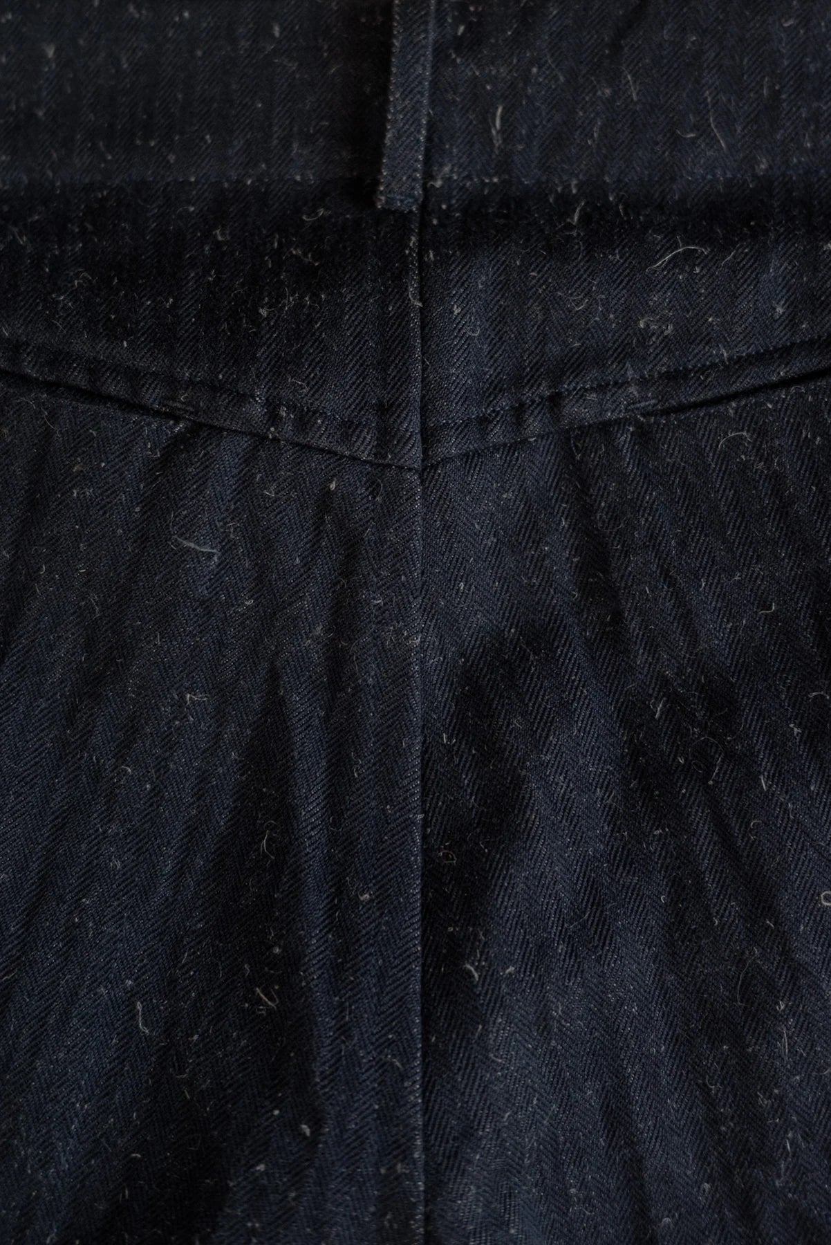 UNKRUID WIDE LEG TROUSERS DARK HAIRY HERRINGBONE