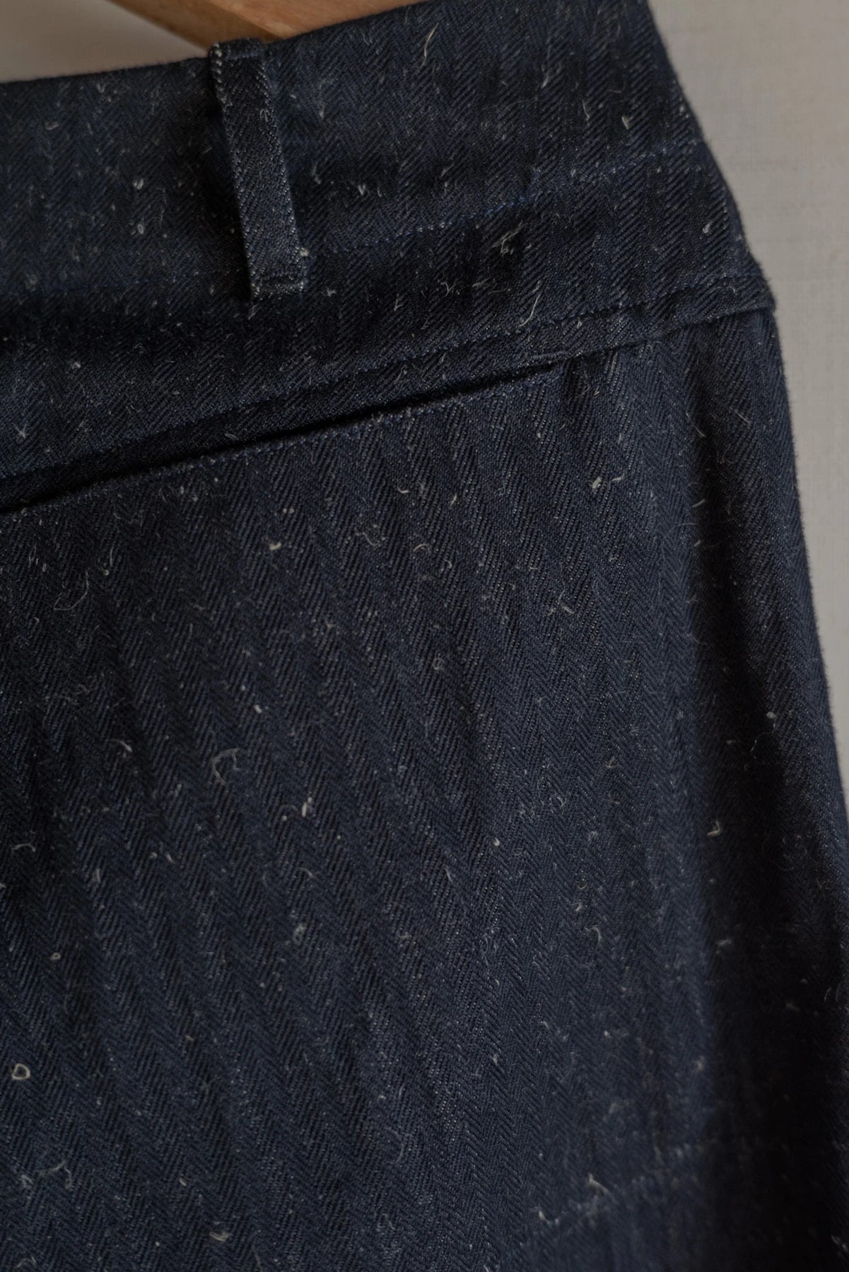 UNKRUID WIDE LEG TROUSERS DARK HAIRY HERRINGBONE