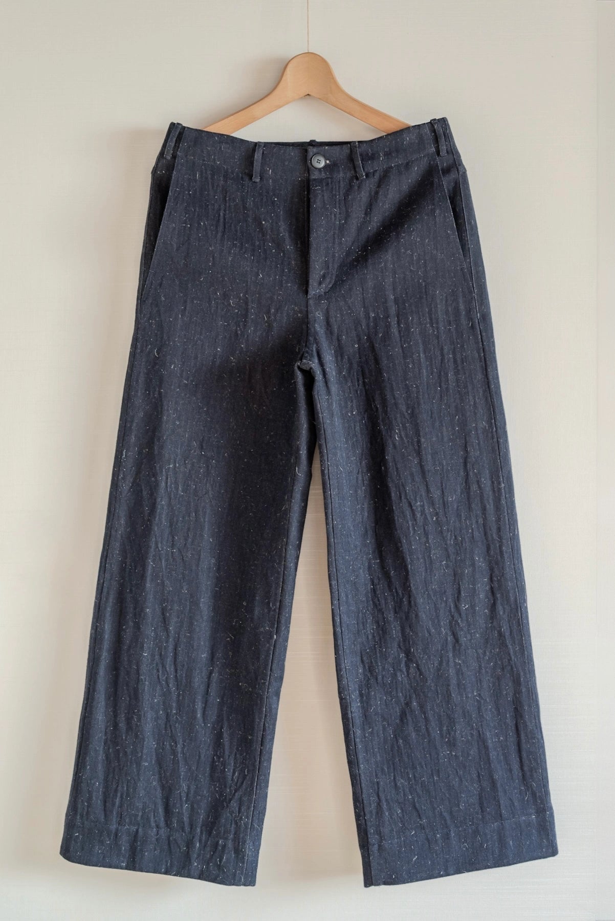 UNKRUID WIDE LEG TROUSERS DARK HAIRY HERRINGBONE