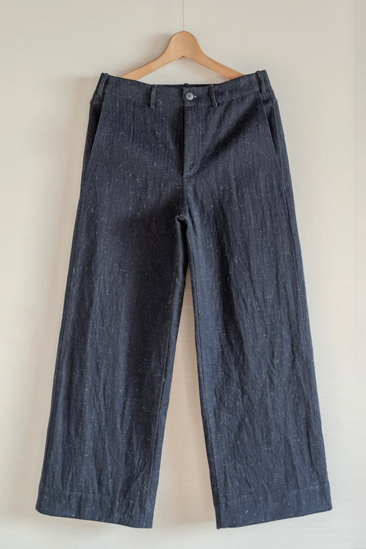 UNKRUID WIDE LEG TROUSERS DARK HAIRY HERRINGBONE