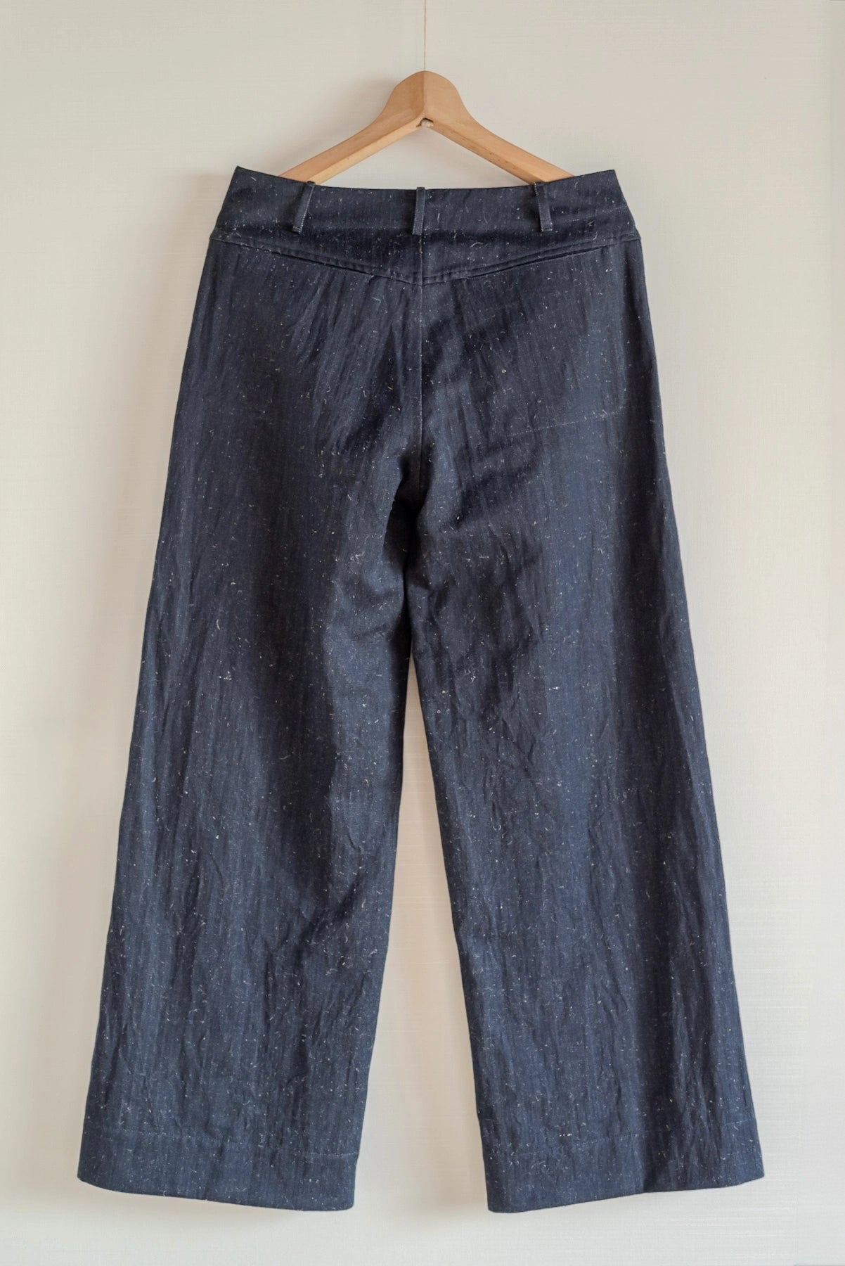 UNKRUID WIDE LEG TROUSERS DARK HAIRY HERRINGBONE