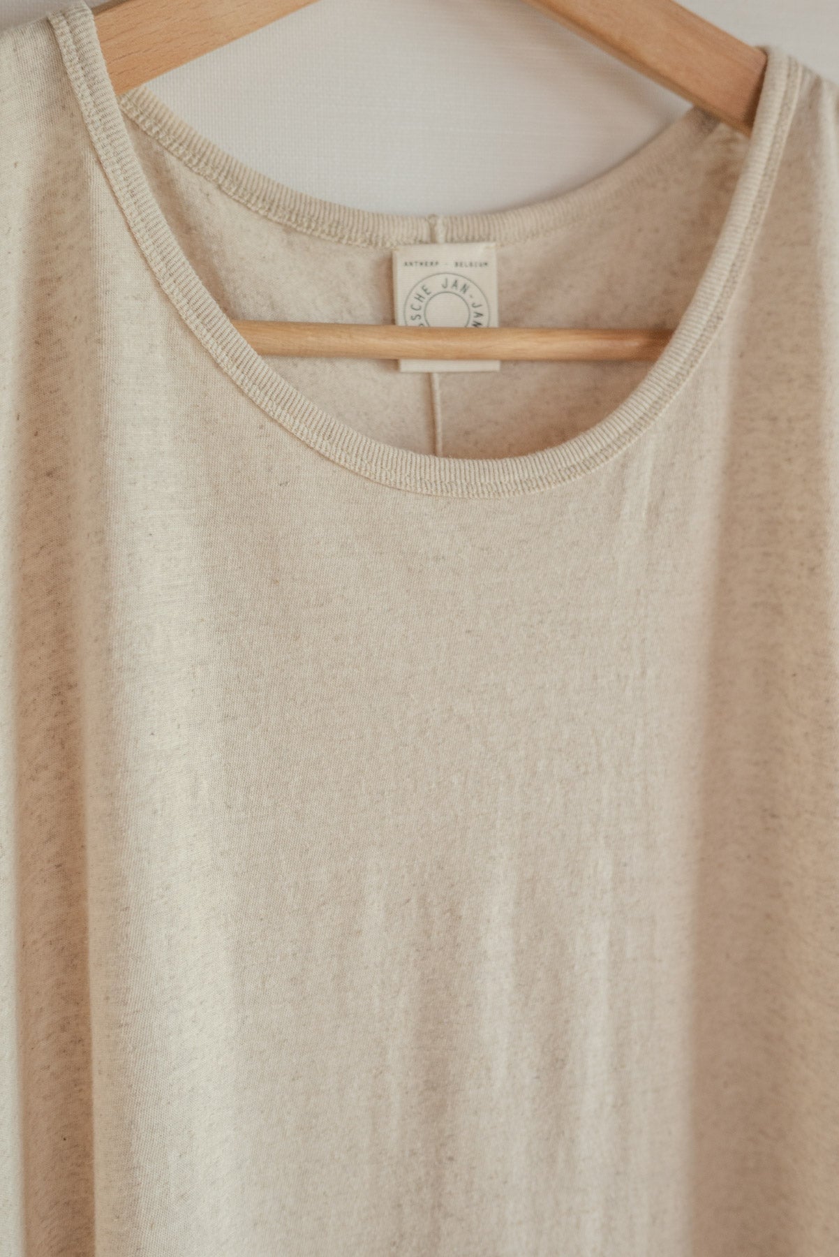 JAN-JAN VAN ESSCHE LOOSE FIT TANK TOP COTTON LINEN JERSEY NATURAL BROWN