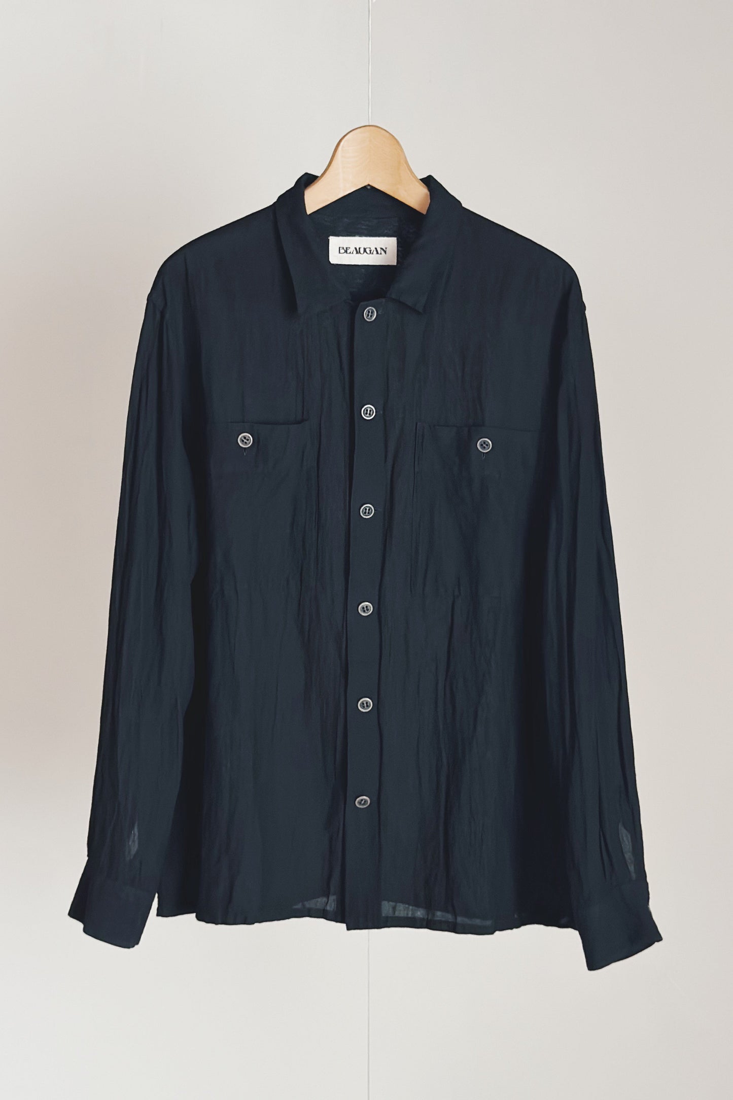 BEAUGAN SAFARI SHIRT MUD DYED INDIGO BLACK