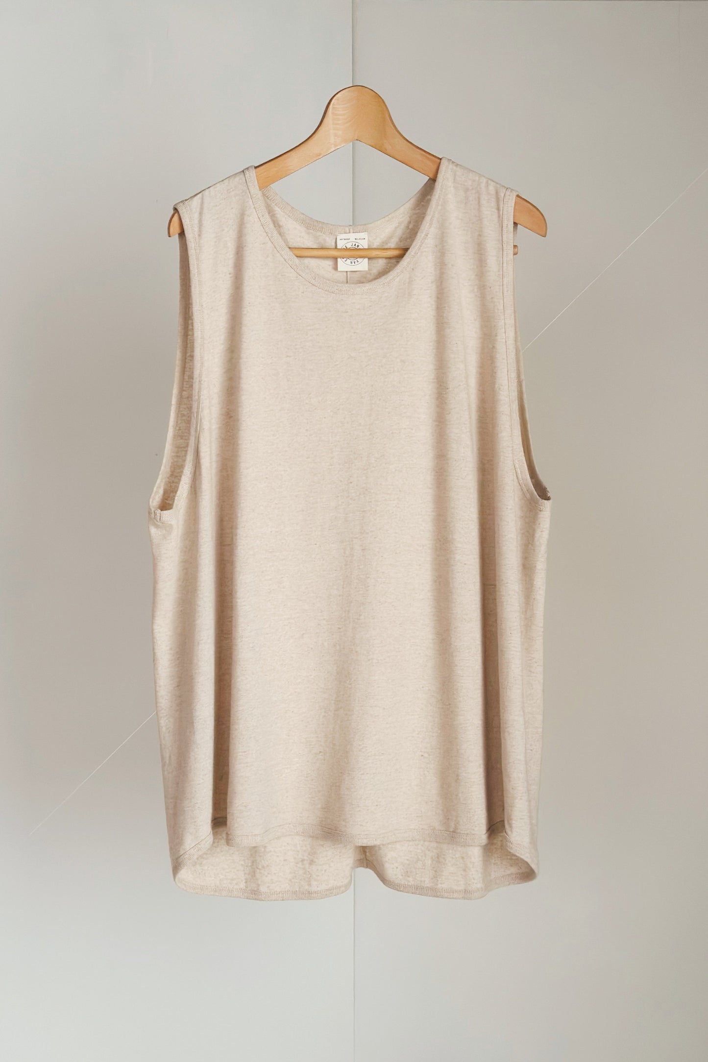 TANK TOP#16 - COTTON LINEN JERSEY NATURAL BROWN - JAN JAN VAN ESSCHE