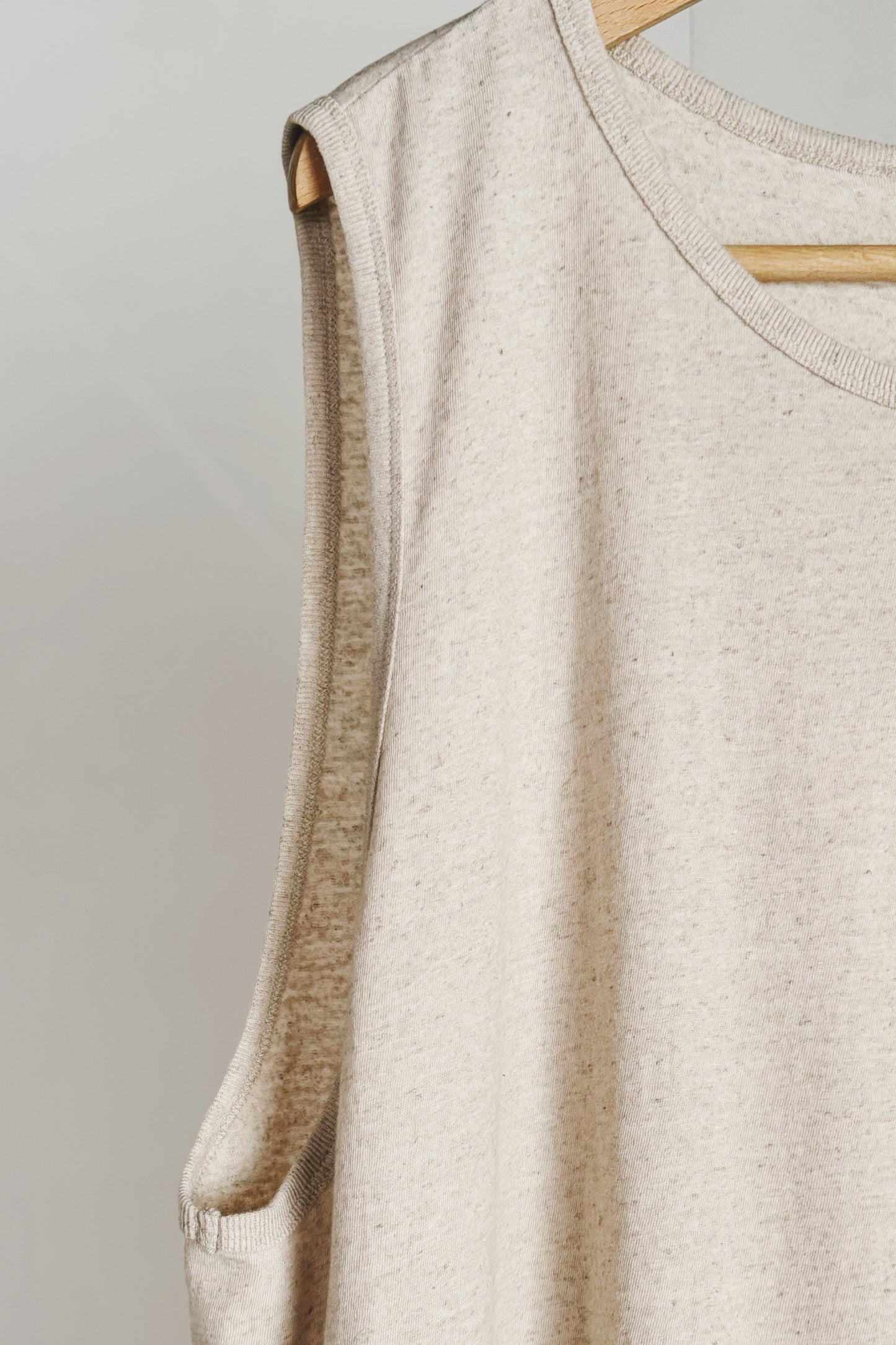 TANK TOP#16 - COTTON LINEN JERSEY NATURAL BROWN - JAN JAN VAN ESSCHE