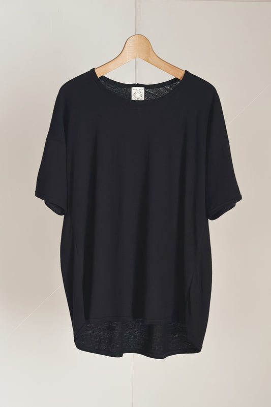 TEE#80 - COTTON LINEN JERSEY BLACK - JAN JAN VAN ESSCHE