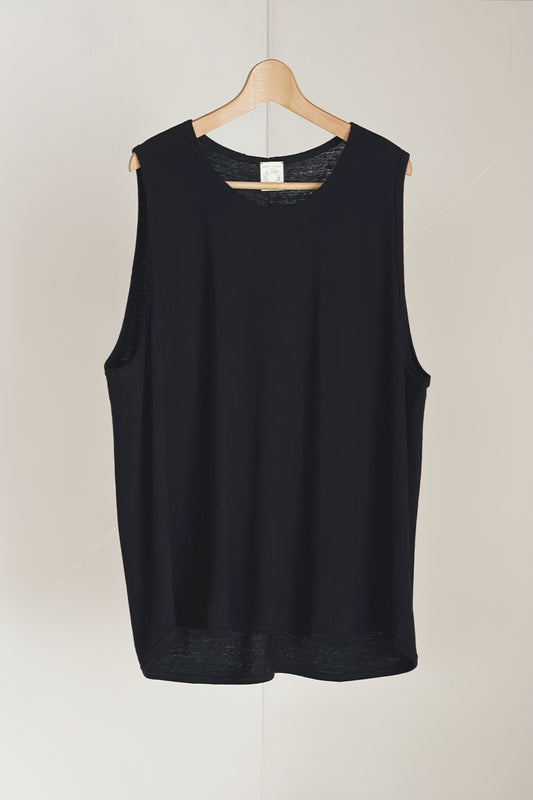 TANK TOP#16 - COTTON LINEN JERSEY BLACK - JAN JAN VAN ESSCHE