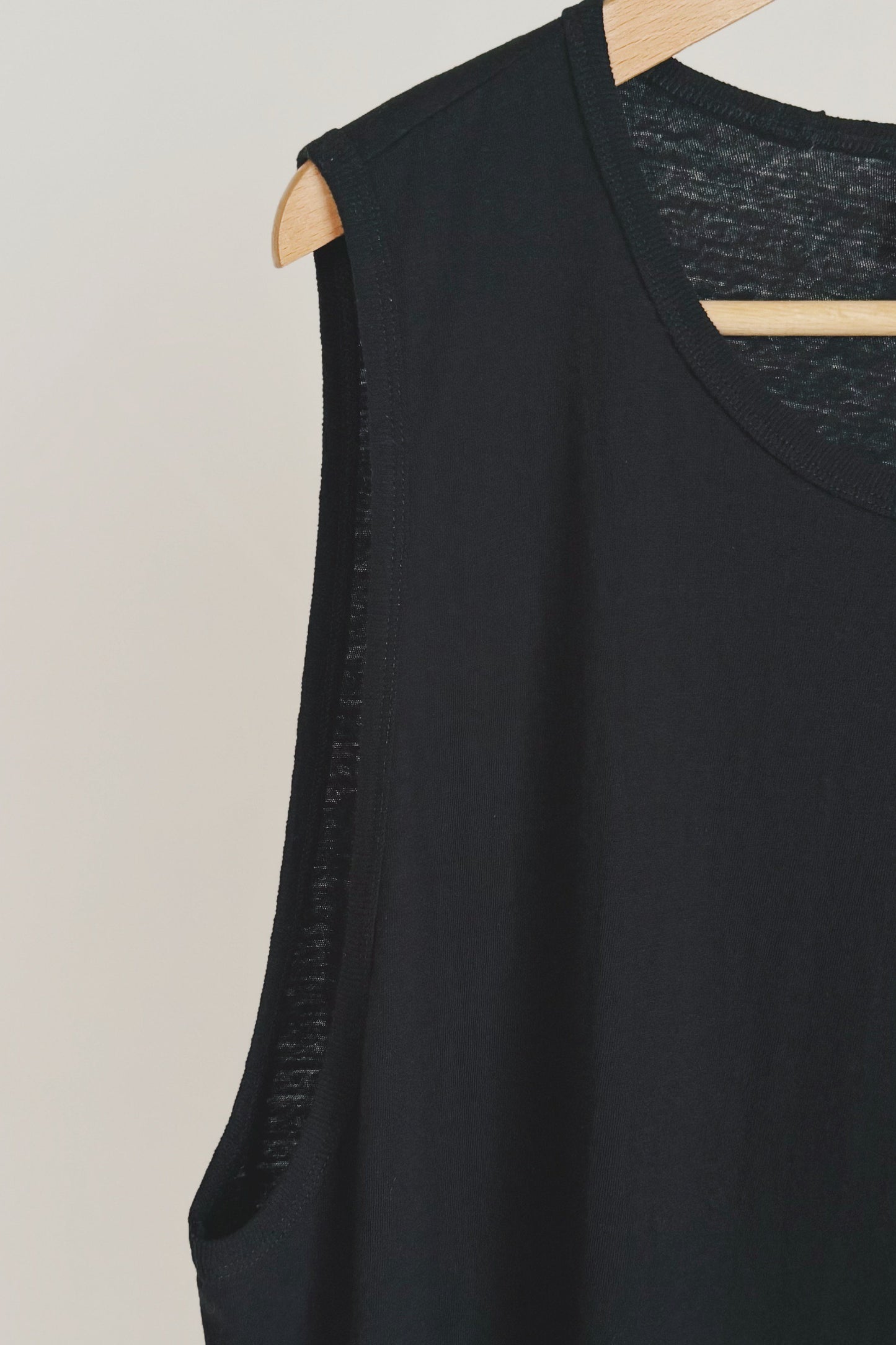 TANK TOP#16 - COTTON LINEN JERSEY BLACK - JAN JAN VAN ESSCHE