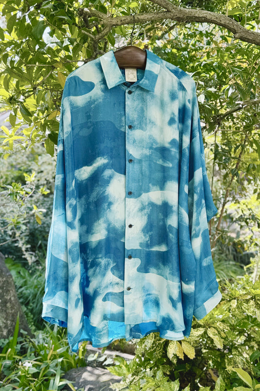 SHIRT#100 - SILK AIZOME CLOUDS - JAN JAN VAN ESSCHE