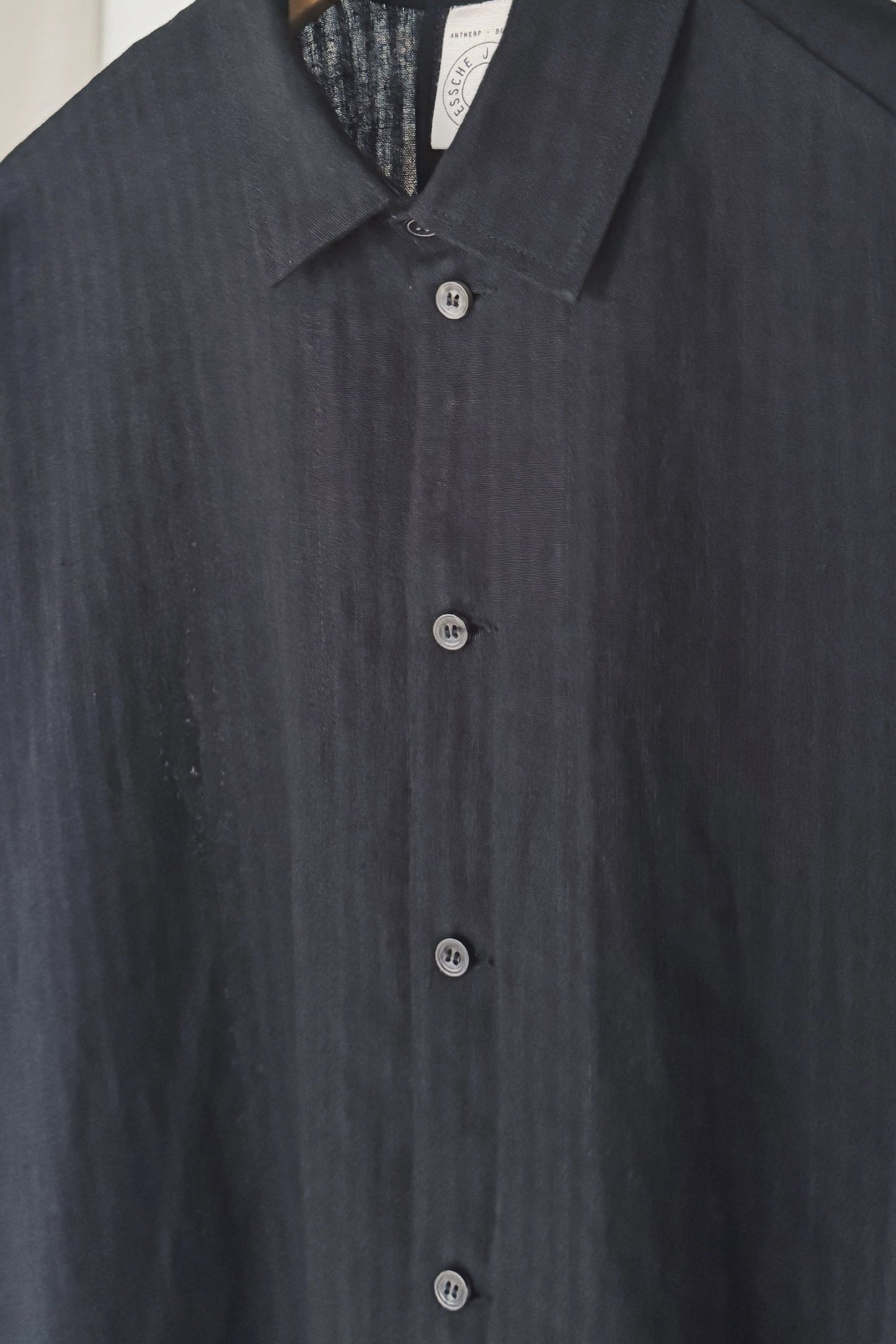 JAN-JAN VAN ESSCHE LOOSE DRESS SHIRT LINEN SHIRTING BLACK