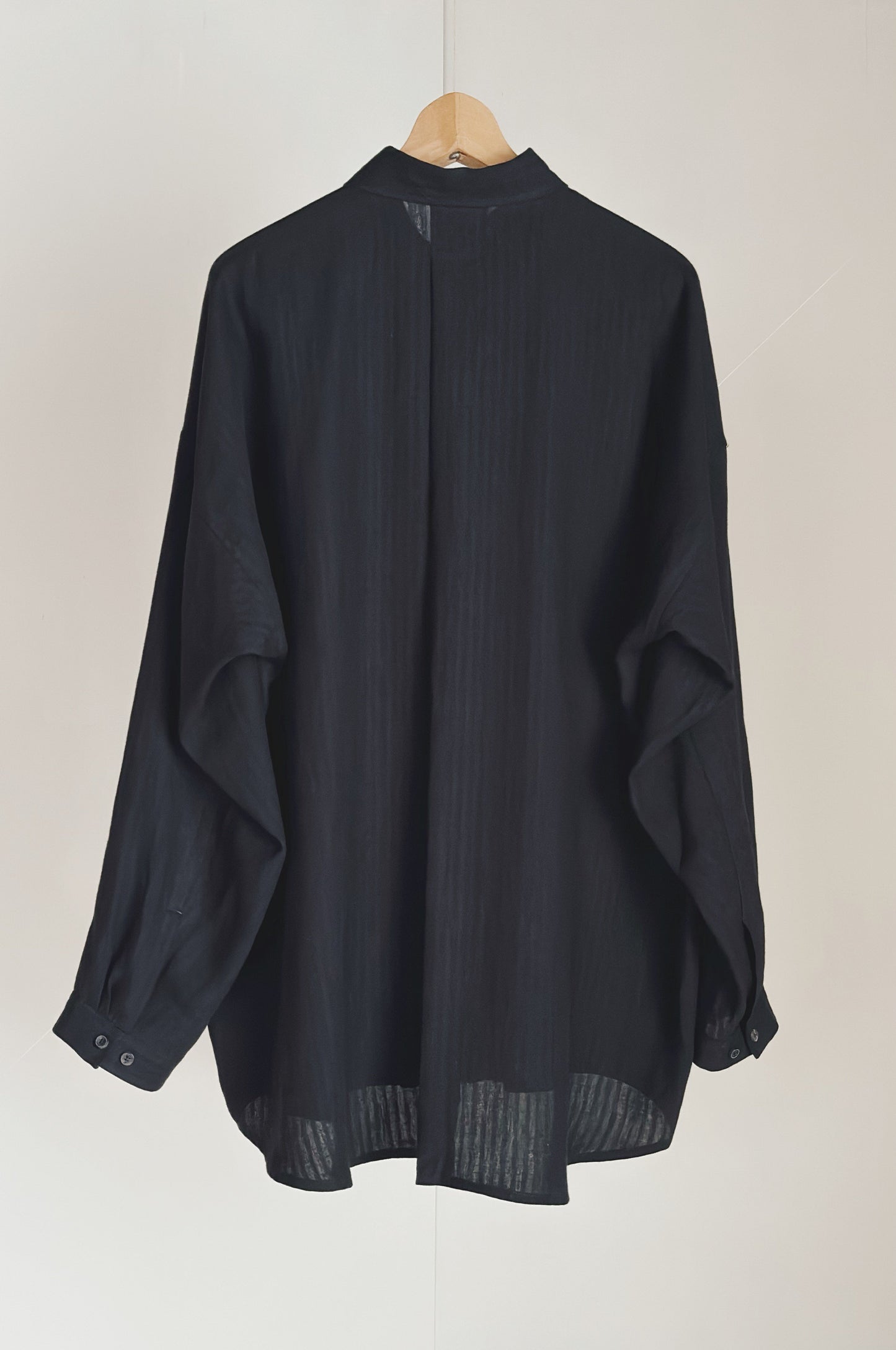 JAN-JAN VAN ESSCHE LOOSE DRESS SHIRT LINEN SHIRTING BLACK