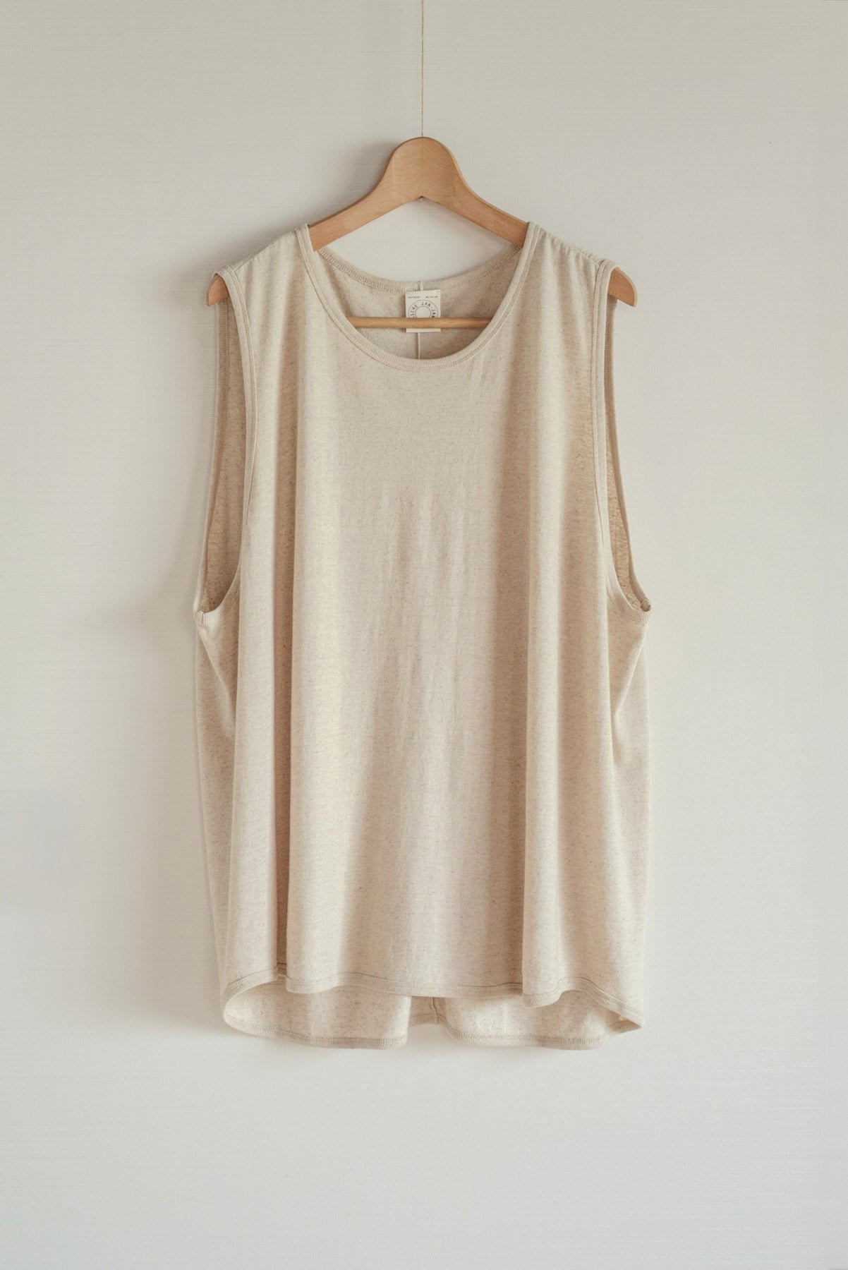 JAN-JAN VAN ESSCHE LOOSE FIT TANK TOP COTTON LINEN JERSEY NATURAL BROWN