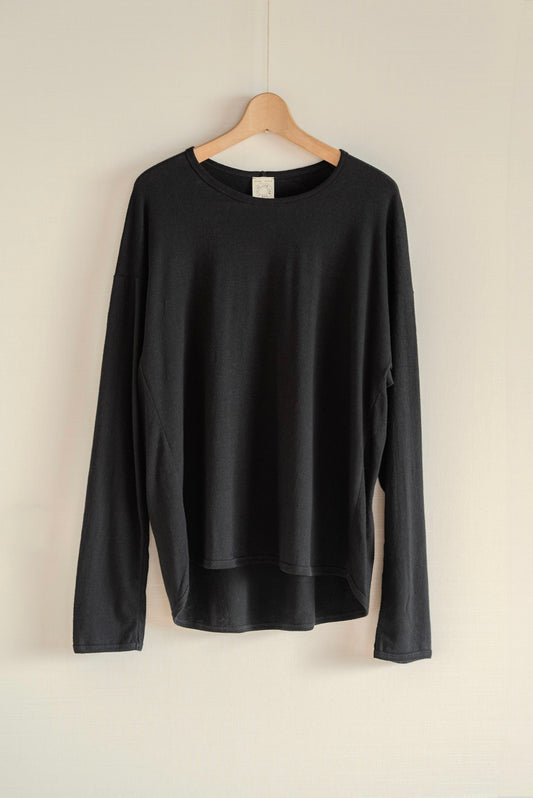 T-shirt à manches longues Jan-Jan Van Essche, coupe classique, en jersey de coton et lin, noir