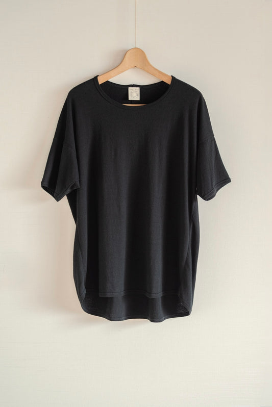 T-shirt coupe classique à manches courtes en jersey de coton et lin JAN-JAN VAN ESSCHE, noir