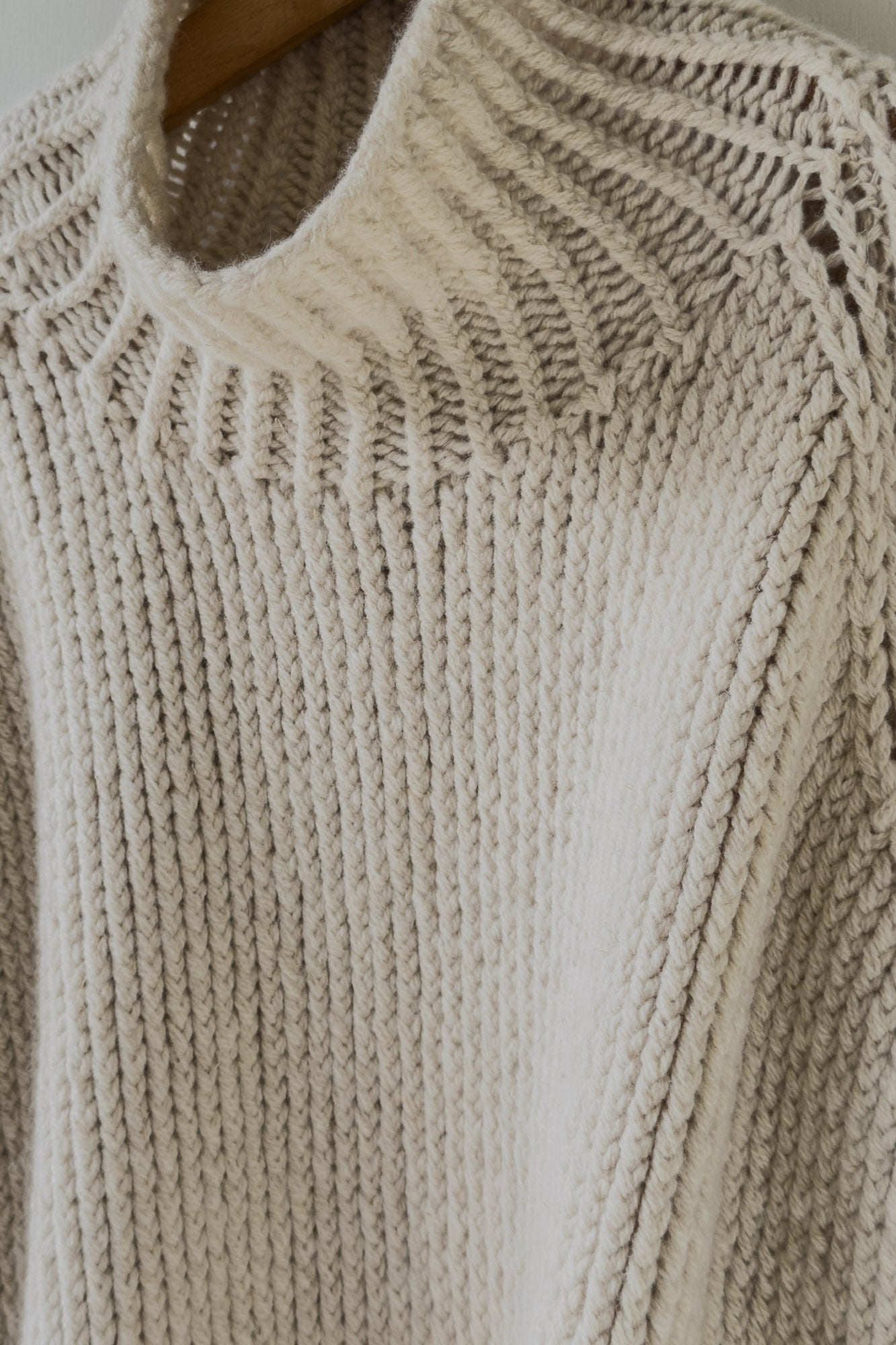 JAN-JAN VAN ESSCHE HAND KNITTED TURTLE NECK SWEATER LALIN NATURAL