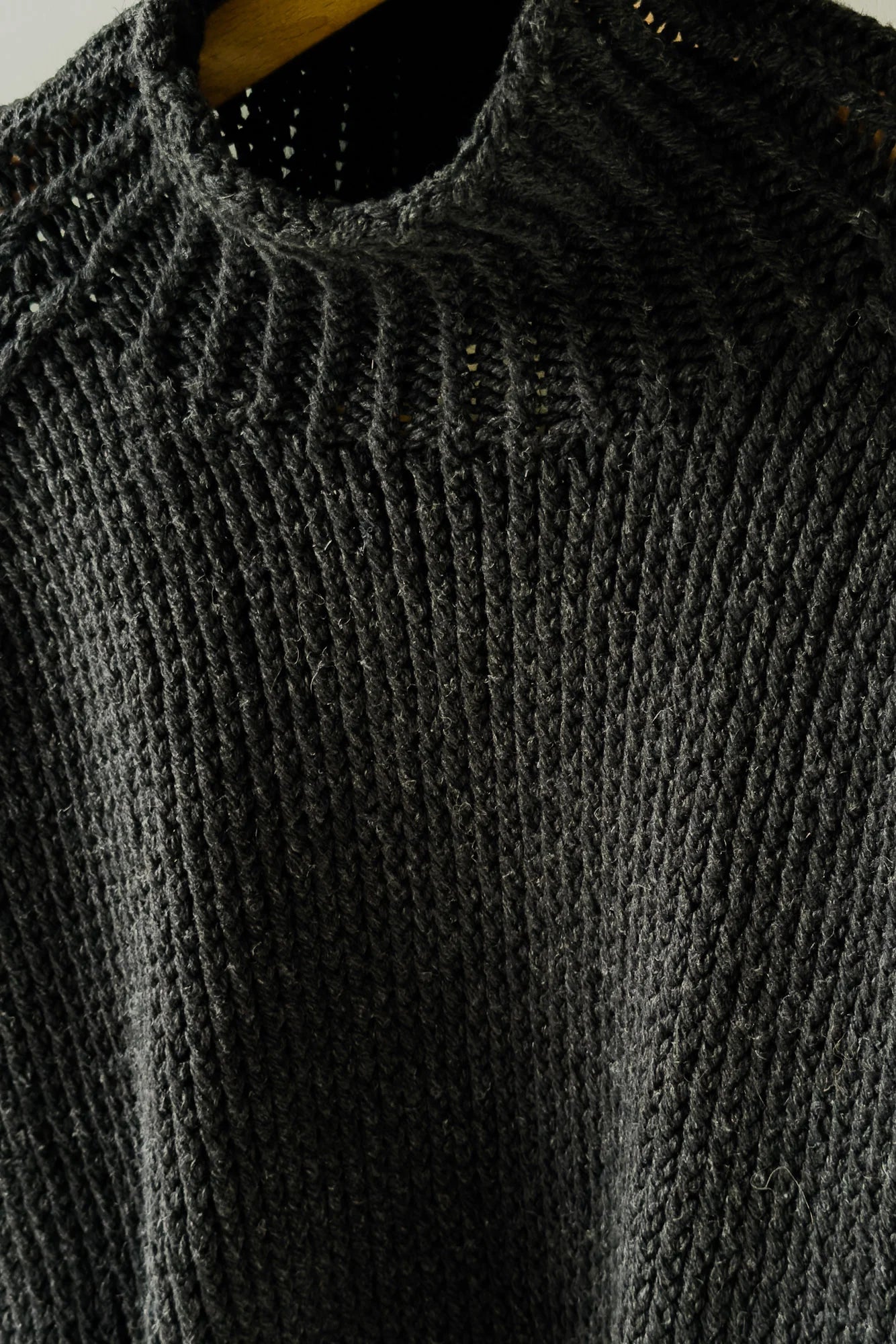 JAN-JAN VAN ESSCHE HAND KNITTED TURTLE NECK SWEATER LALIN PITCH BLACK