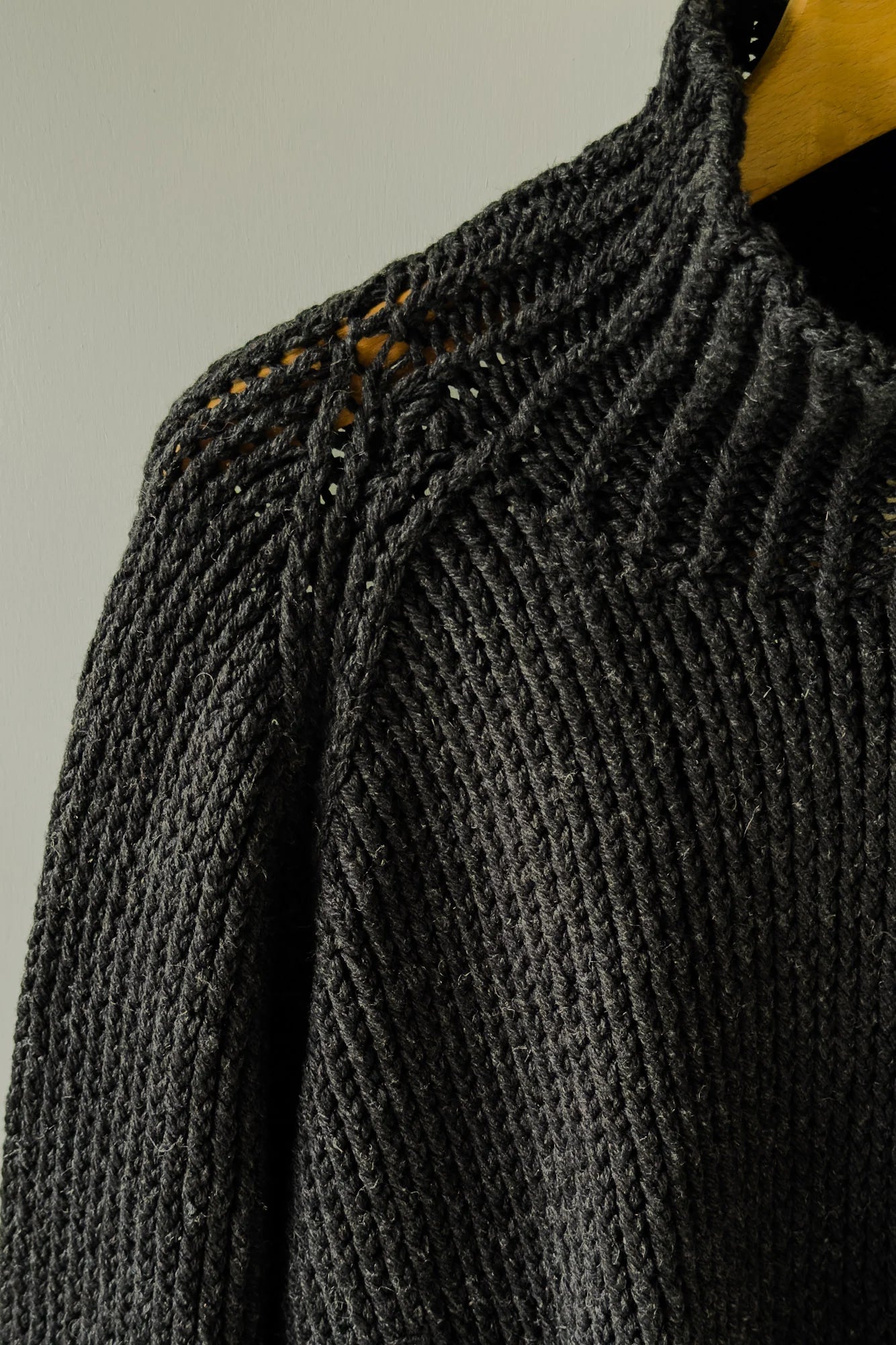 JAN-JAN VAN ESSCHE HAND KNITTED TURTLE NECK SWEATER LALIN PITCH BLACK