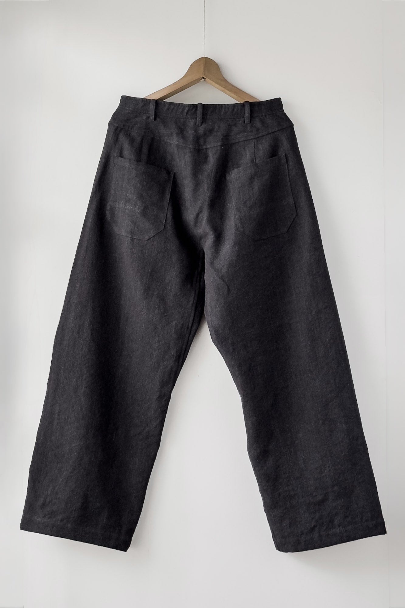 JAN-JAN VAN ESSCHE OVERSIZED 6 POCKET DENIM TROUSERS WOOL LINEN CANVAS BLACK MELE