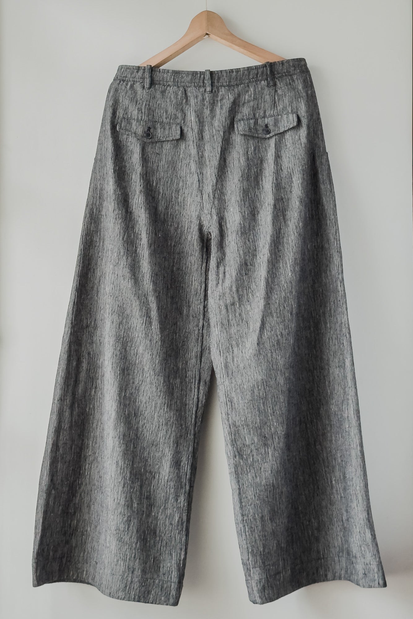 JAN-JAN VAN ESSCHE OVERSIZED DRESS PANTS SILK LINEN CLOTH BLACK & WHITE