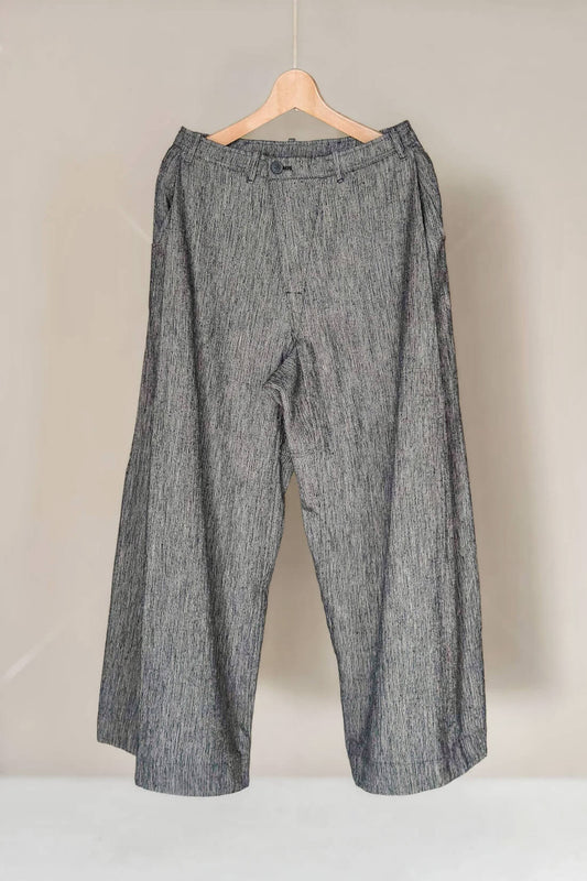 JAN-JAN VAN ESSCHE OVERSIZED DRESS PANTS SILK LINEN CLOTH BLACK & WHITE