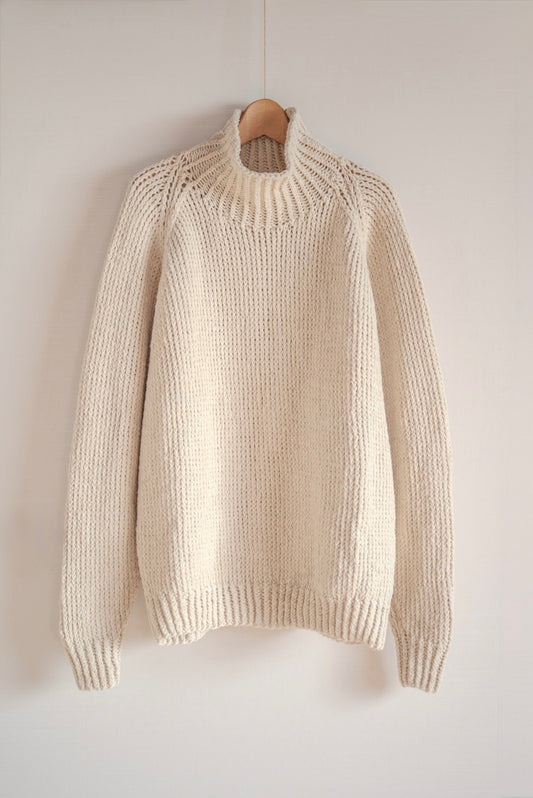 JAN-JAN VAN ESSCHE HAND KNITTED TURTLE NECK SWEATER NATURAL