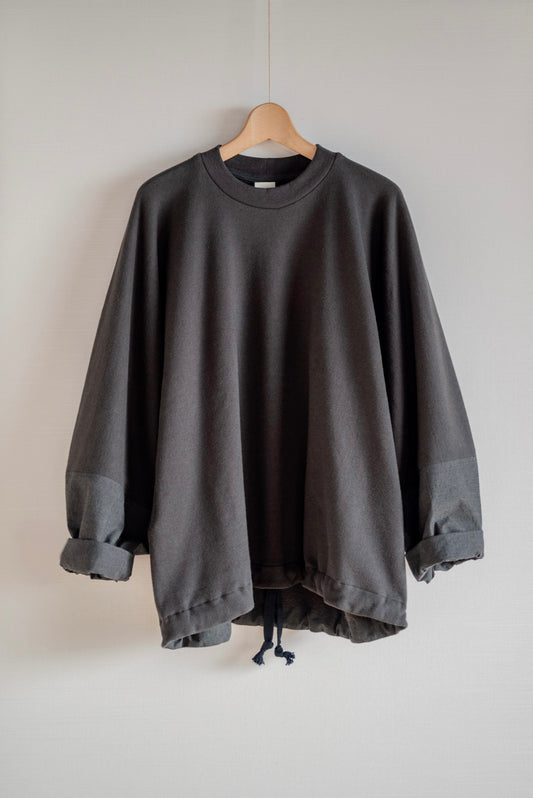 JAN-JAN VAN ESSCHE LOOSE FIT SWEATSHIRT COTTON LINEN WOOL ANTHRACITE