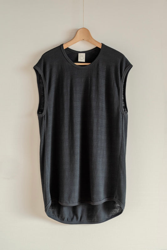JAN-JAN VAN ESSCHE LOOSE FIT TANK TOP RIPPLE JERSEY BLACK