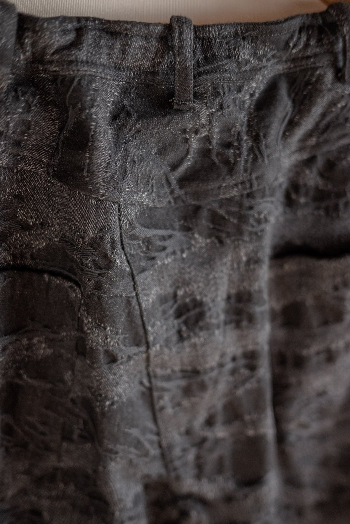 JAN-JAN VAN ESSCHE OVERSIZED 6 POCKET DENIM TROUSERS CAMOUFLAGE DENIM BLACK