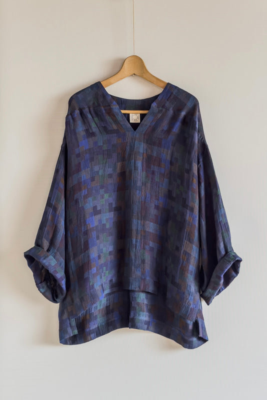 JAN-JAN VAN ESSCHE OVERSIZED LONG SLEEVE TUNIC LINEN DOUBLE CLOTH PUZZLE