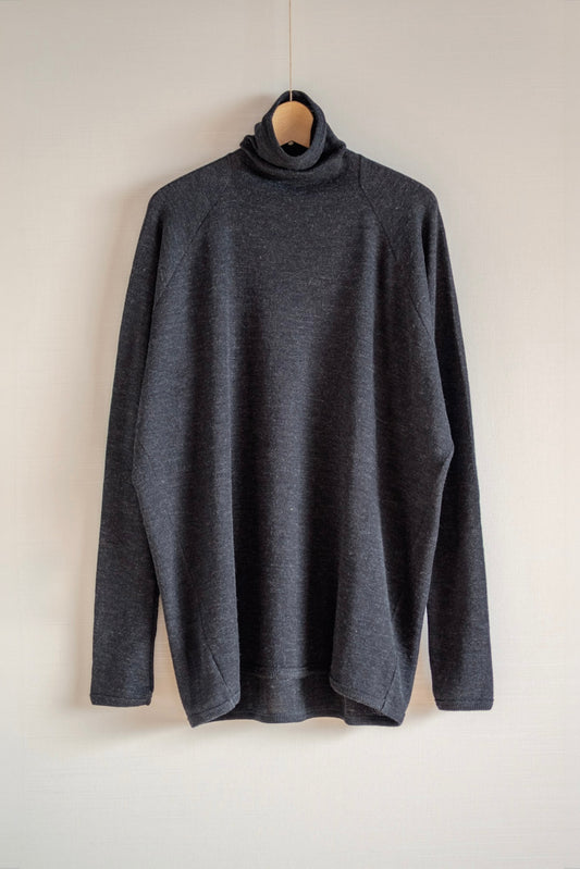 JAN-JAN VAN ESSCHE REGULAR FIT TURTLE NECK TEE ANTHRACITE