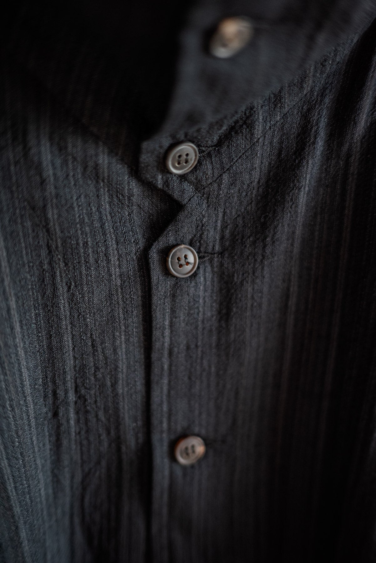 JAN-JAN VAN ESSCHE SHIRT JACKET WITH HIGH STANDING COLLAR DARK STRIPED