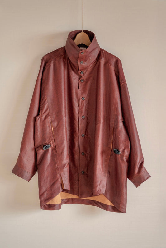 JAN-JAN VAN ESSCHE SHIRT JACKET WITH HIGH STANDING COLLAR OXBLOOD