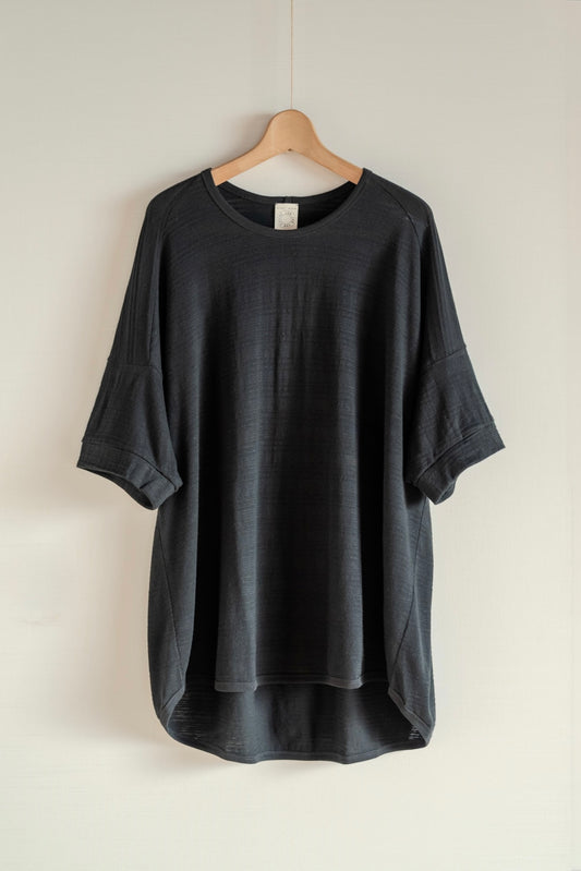 JAN-JAN VAN ESSCHE SHORT SLEEVE CREW NECK TEE RIPPLE JERSEY BLACK