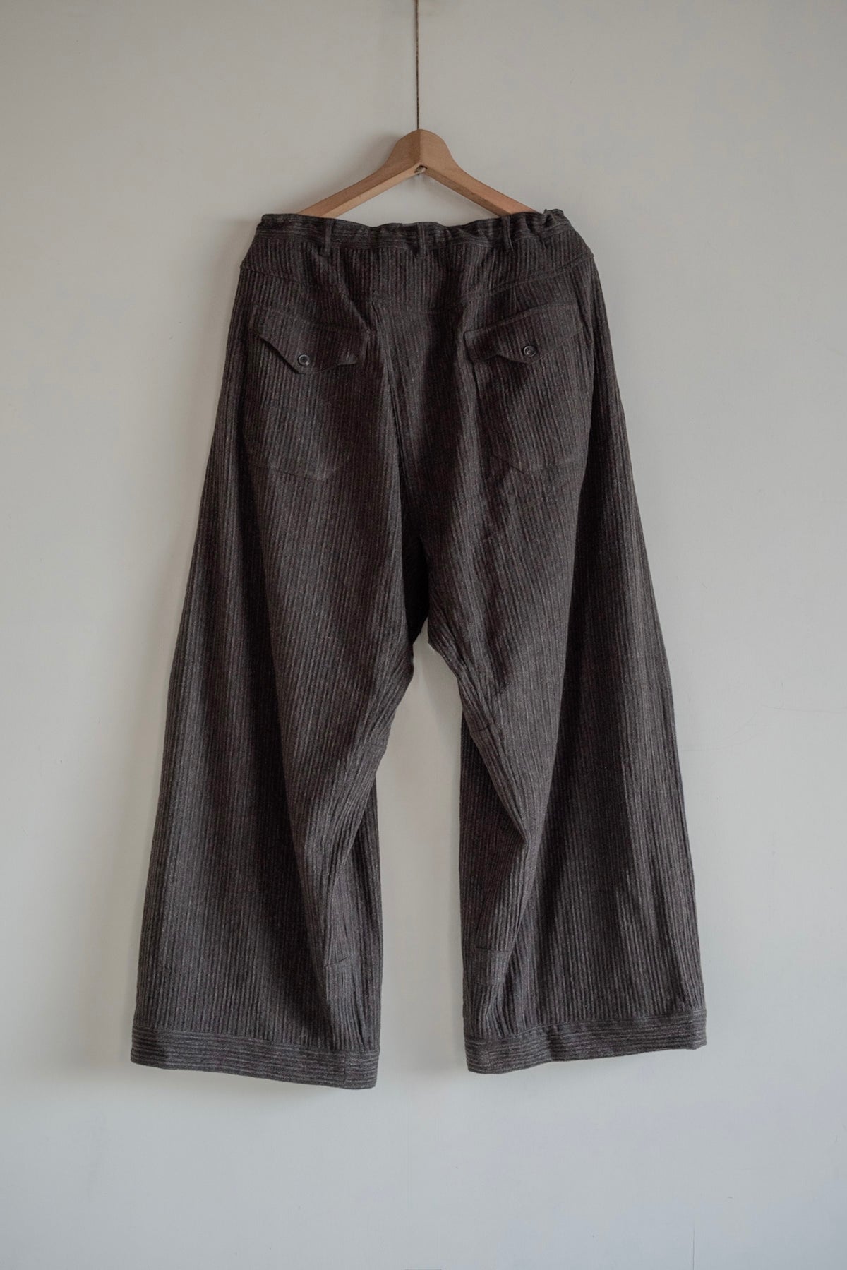JAN-JAN VAN ESSCHE SOIL Trousers #93 in yak linen cotton — Brown Striped back