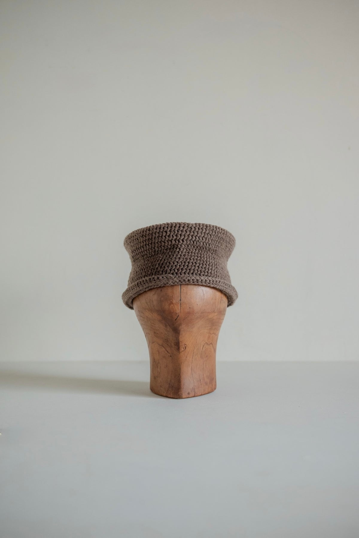JAN-JAN VAN ESSCHE SOIL hand crochet Hat #13 in yak wool — Light Brown front