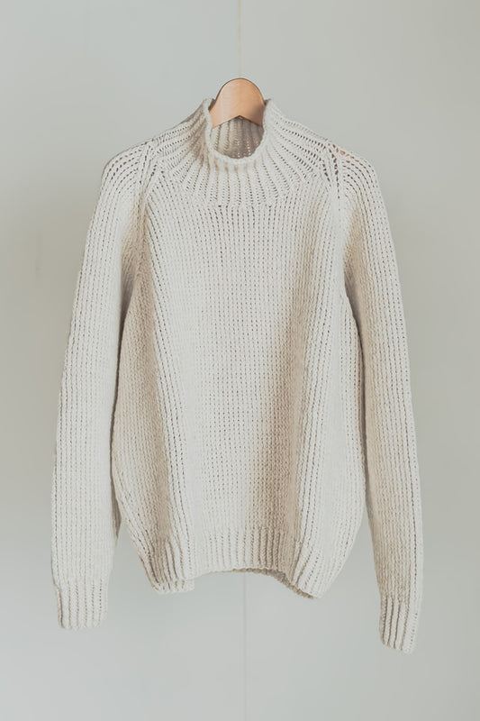 JAN-JAN VAN ESSCHE HAND KNITTED TURTLE NECK SWEATER LALIN NATURAL